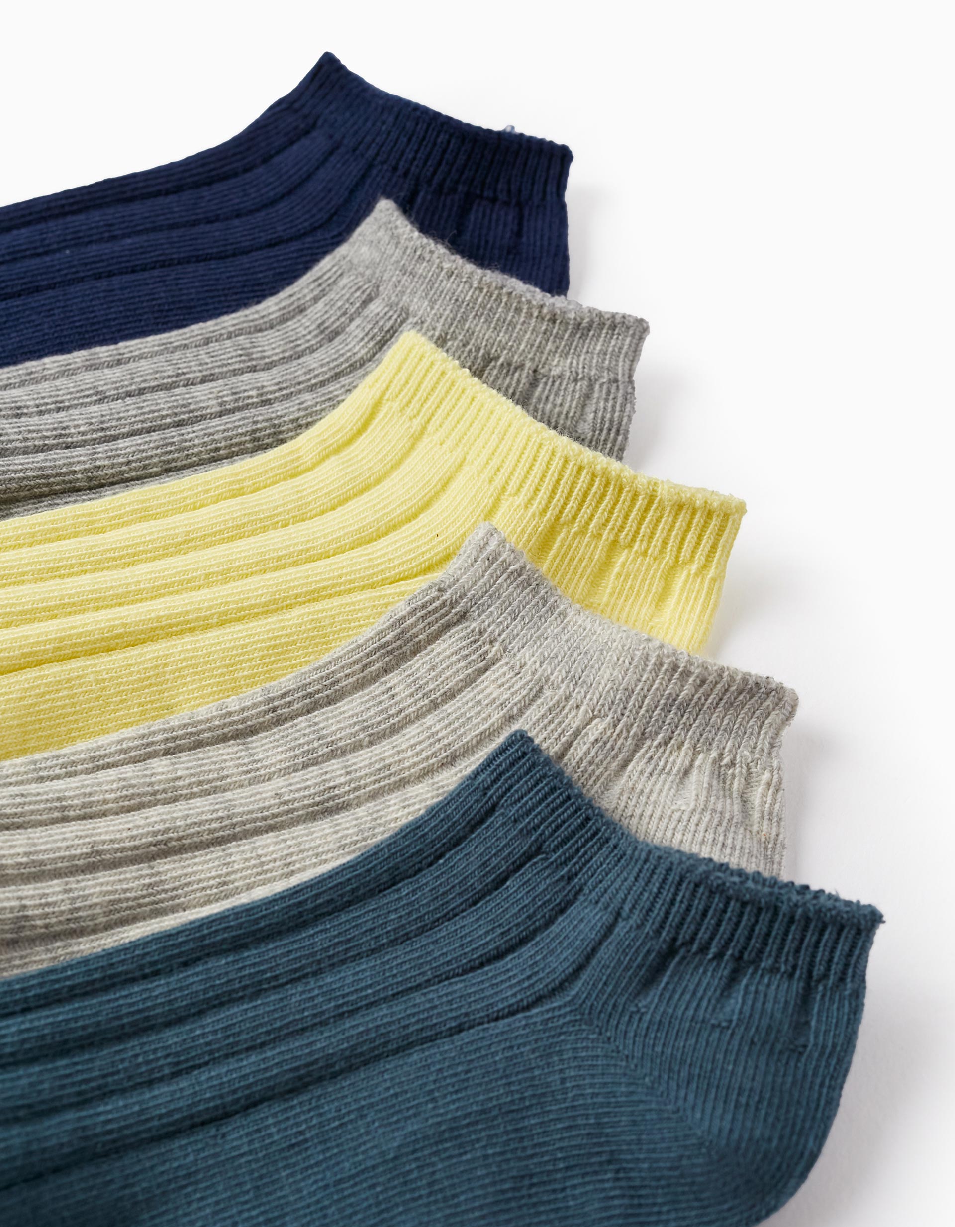 Pack of 5 Pairs of Ribbed Ankle Socks for Boys, Multicolour