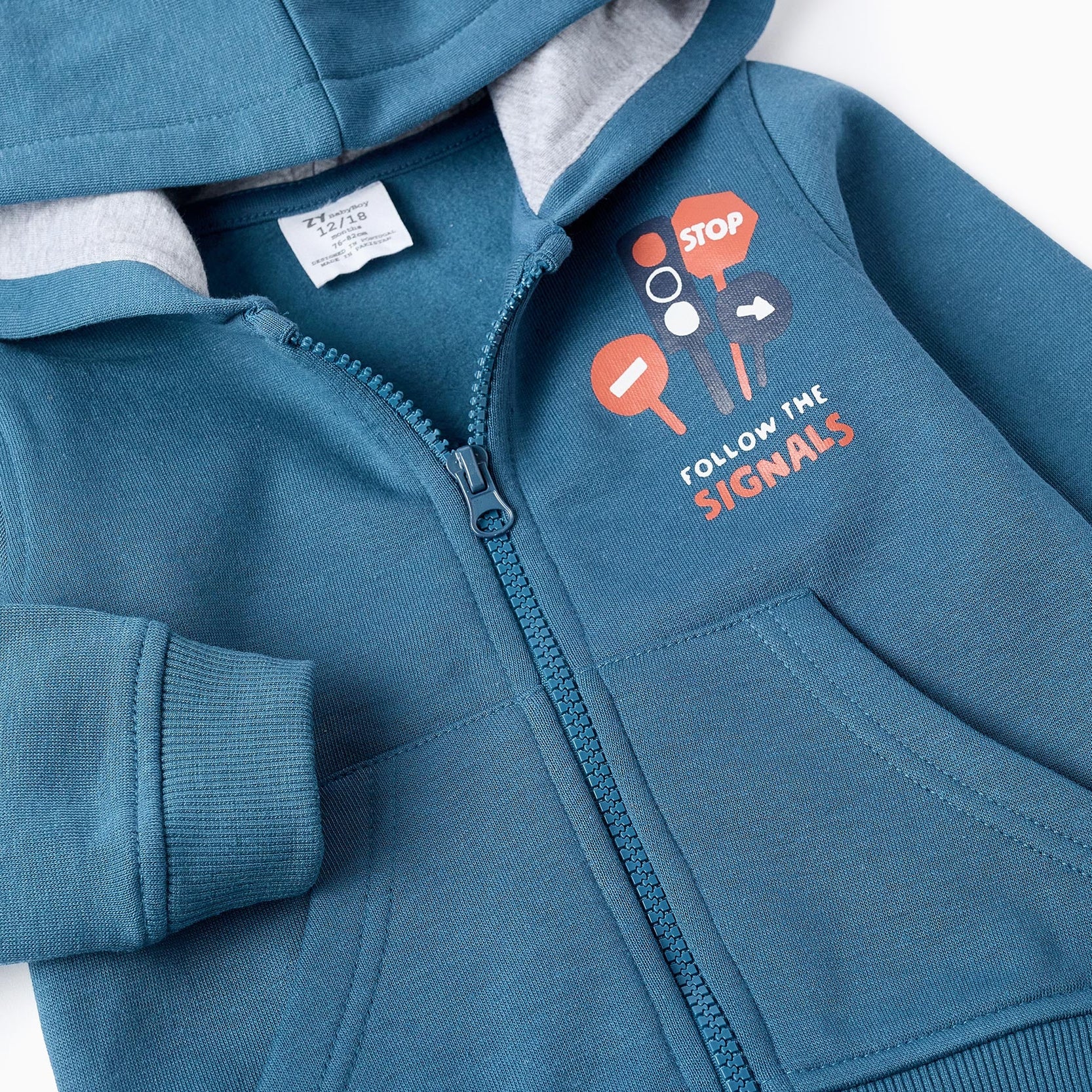 Jacket + Joggers for Baby Boys 'Traffic Signs', Turquoise/Grey