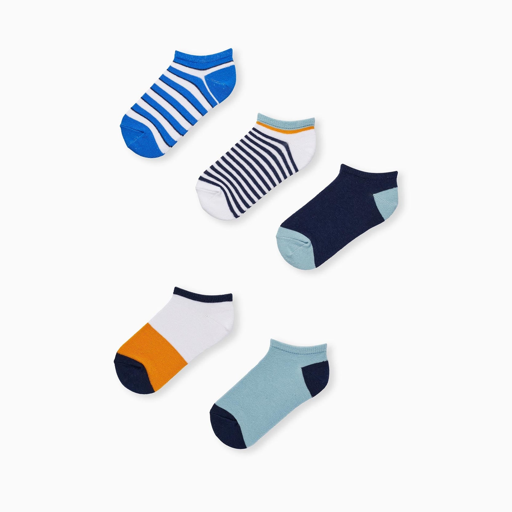 Pack of 5 Pairs of Ankle Socks for Boys 'Stripes', Multicolour