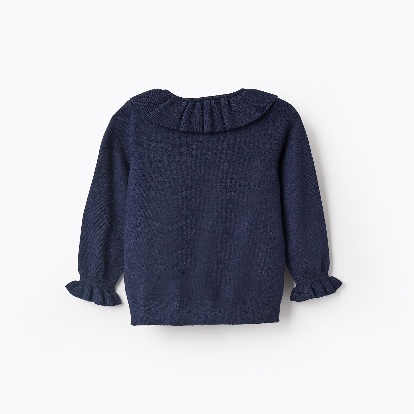 Knitted Cardigan with Ruffles for Baby Girls, Dark Blue