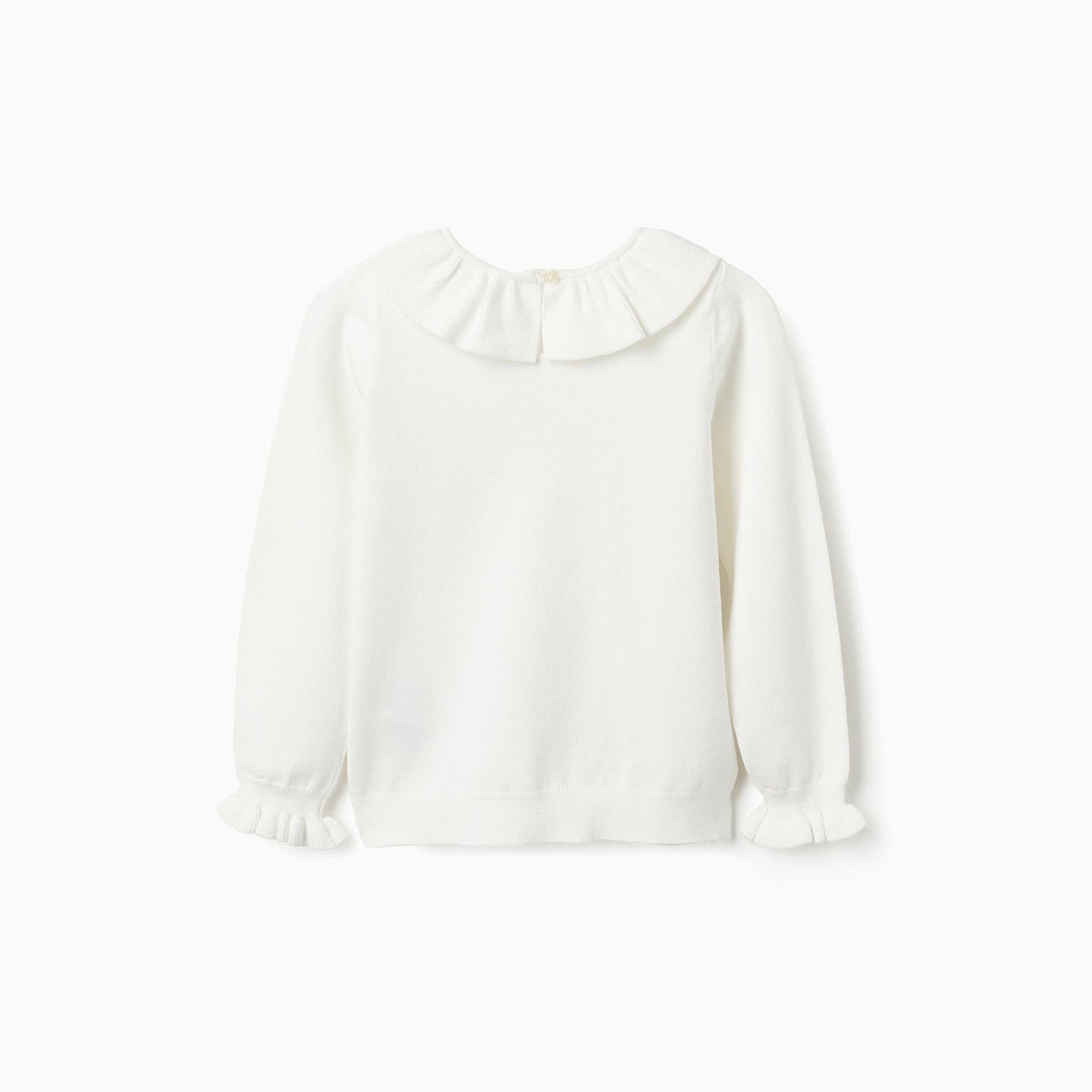 Knit Jumper with Ruffles for Girls, White