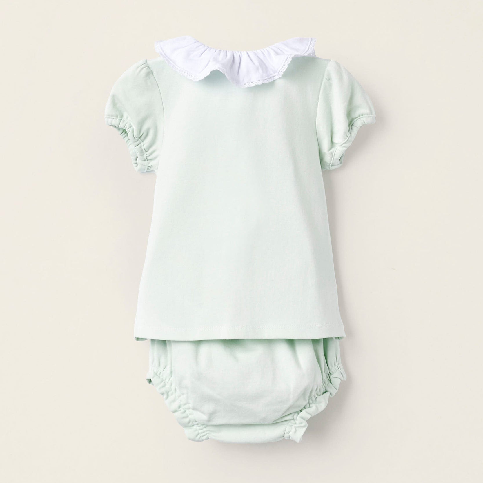 Two-Piece Cotton Pyjama Set for Newborn Girls, Aqua Green