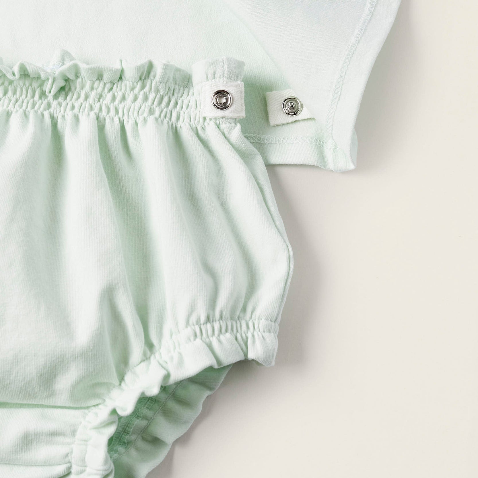 Two-Piece Cotton Pyjama Set for Newborn Girls, Aqua Green