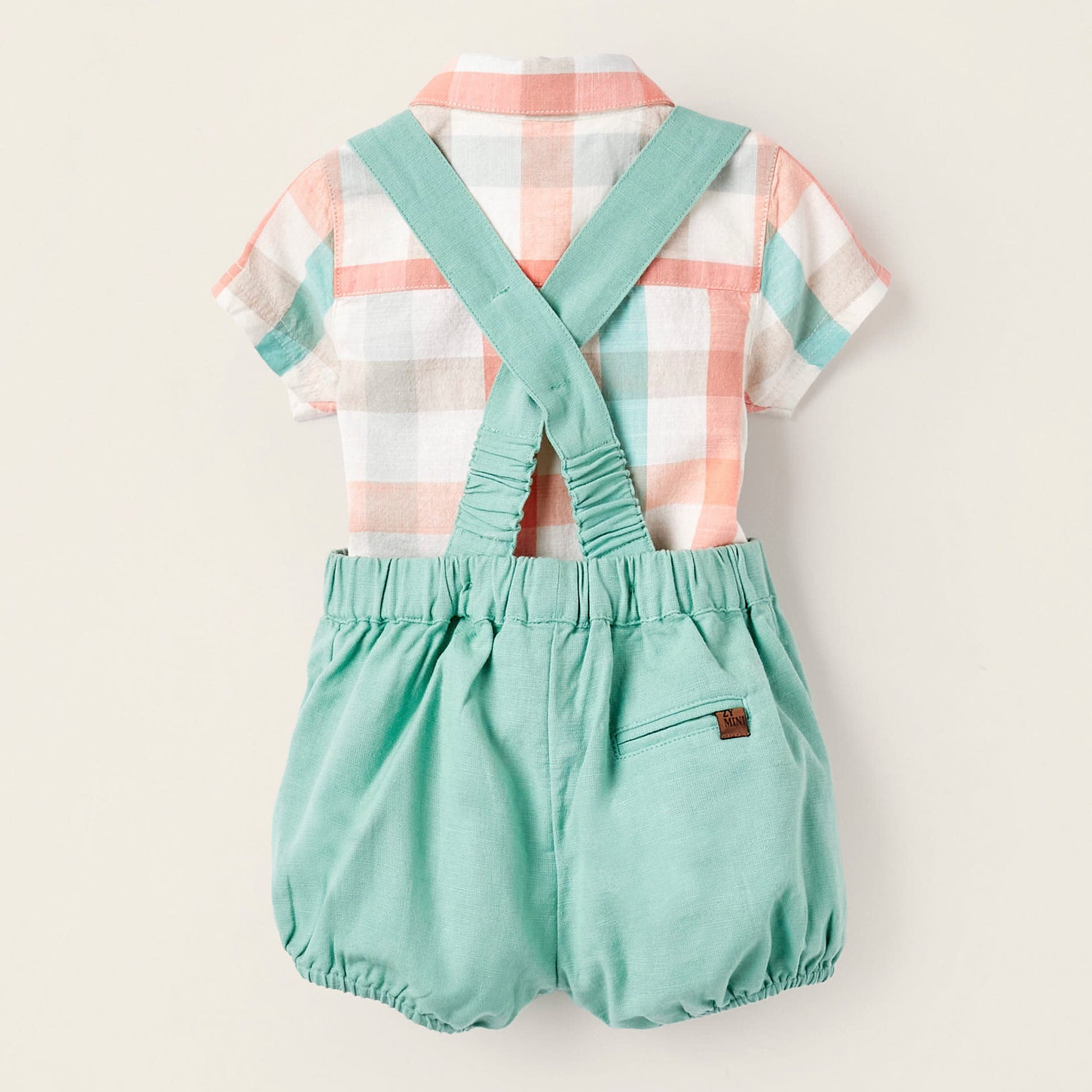 Shirt-Bodysuit + Jumpsuit for Newborn Boys 'B&S', Coral/Aqua Green