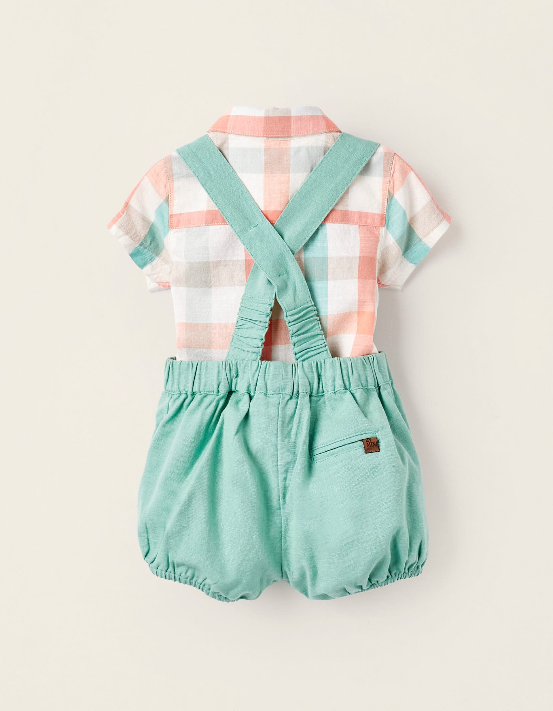 Shirt-Bodysuit + Jumpsuit for Newborn Boys 'B&S', Coral/Aqua Green