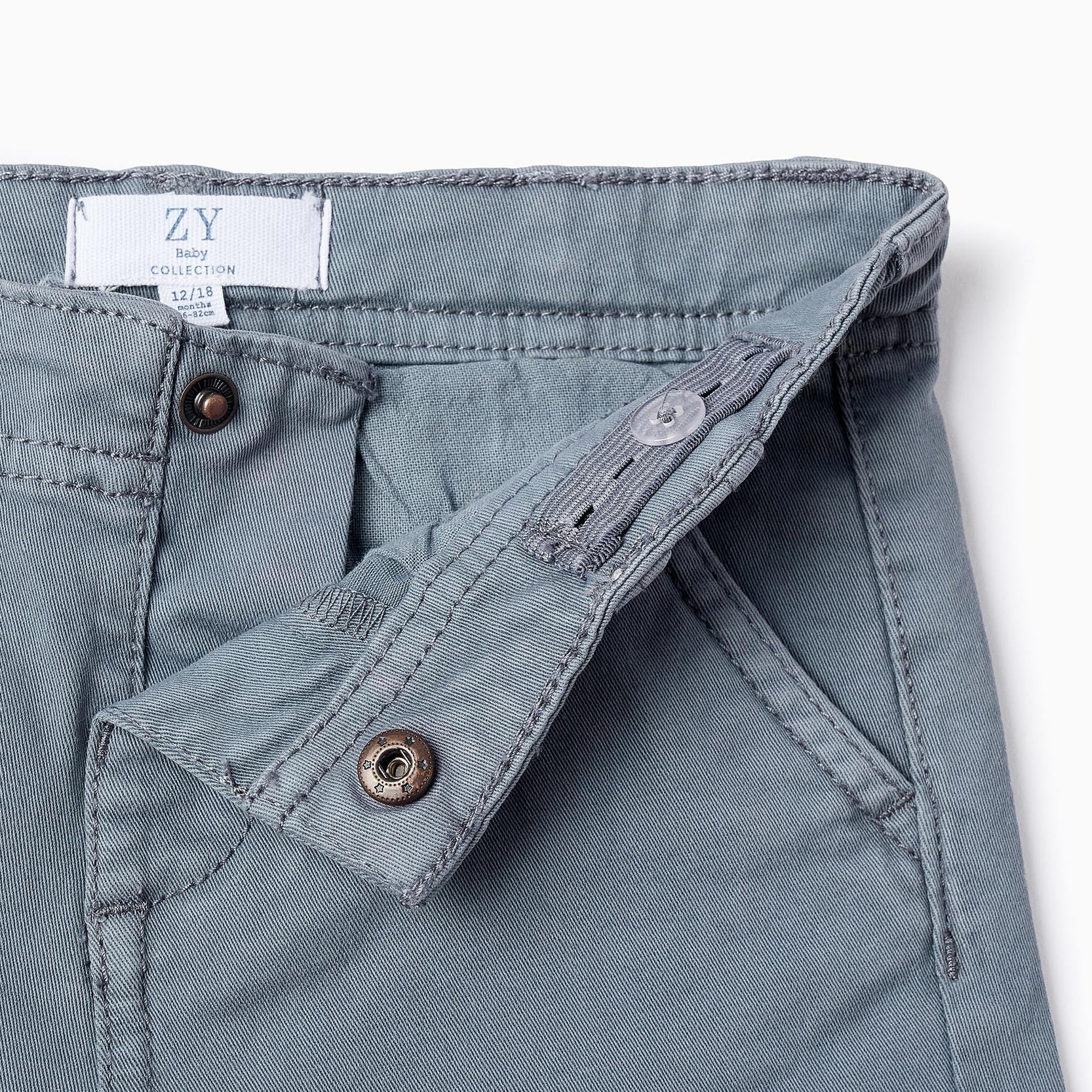 Twill Chino Trousers for Baby Boys, Blue