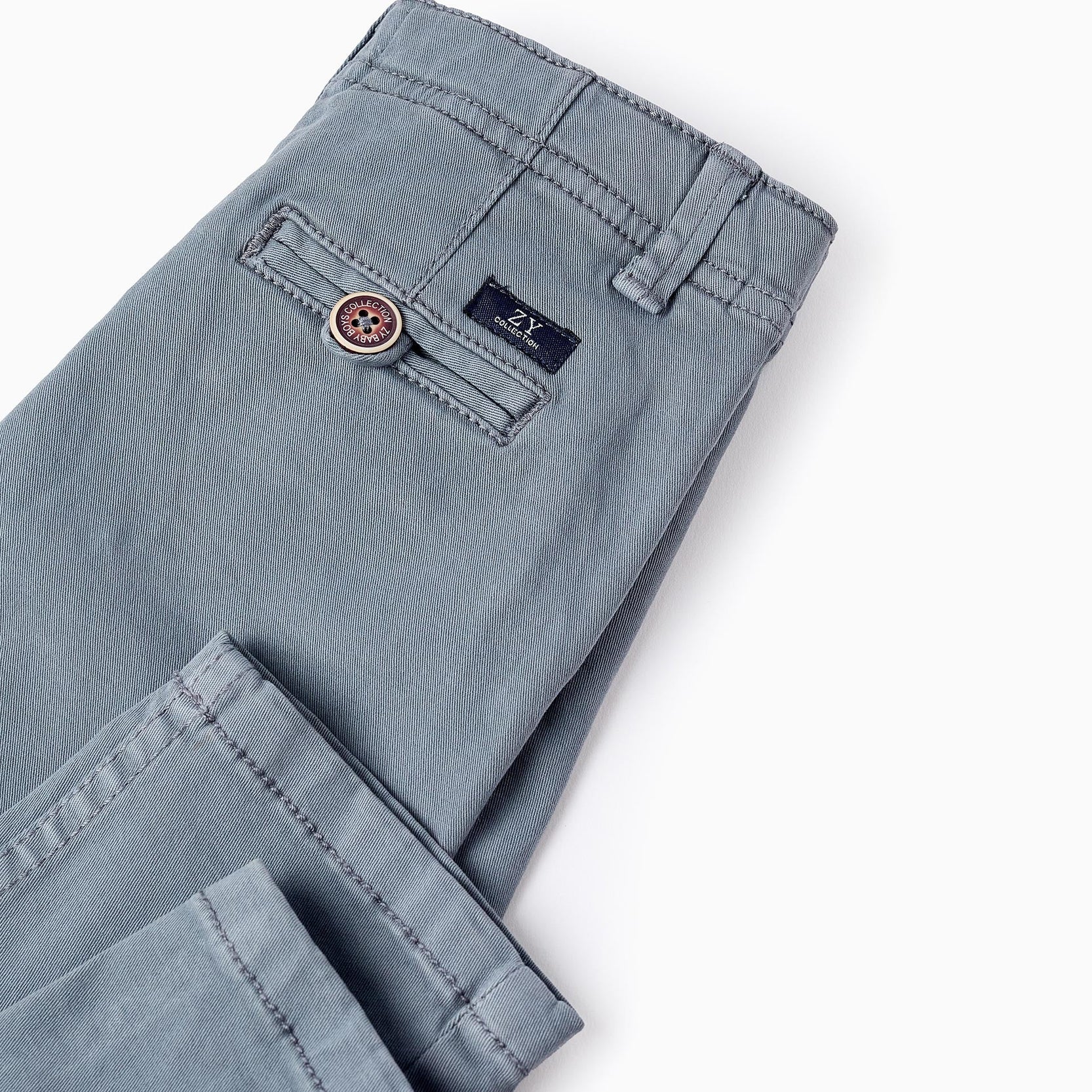 Twill Chino Trousers for Baby Boys, Blue
