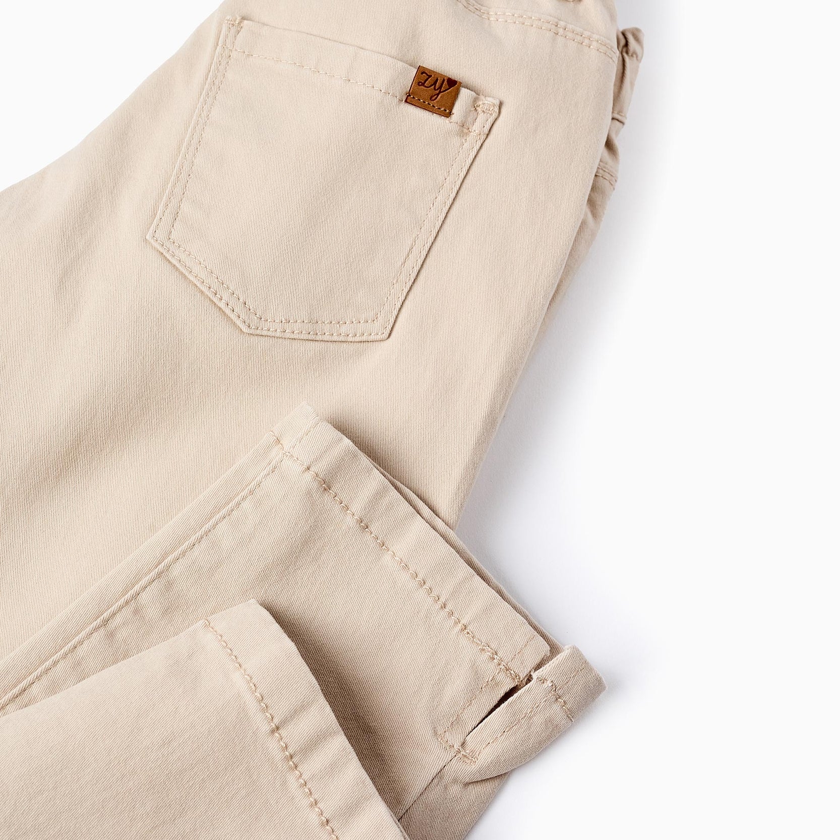 Paperbag Trousers for Girls, Beige
