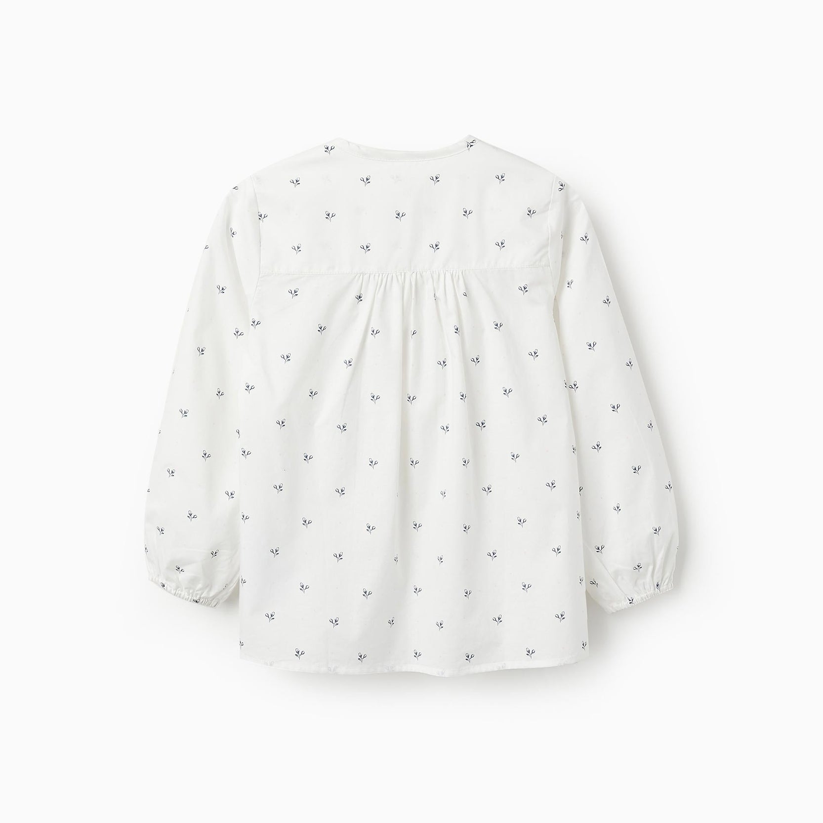 Floral Cotton Shirt for Girls, White