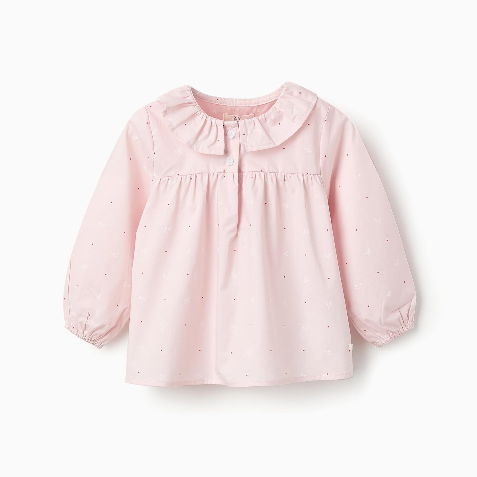 Floral Cotton Blouse for Baby Girls, Pink