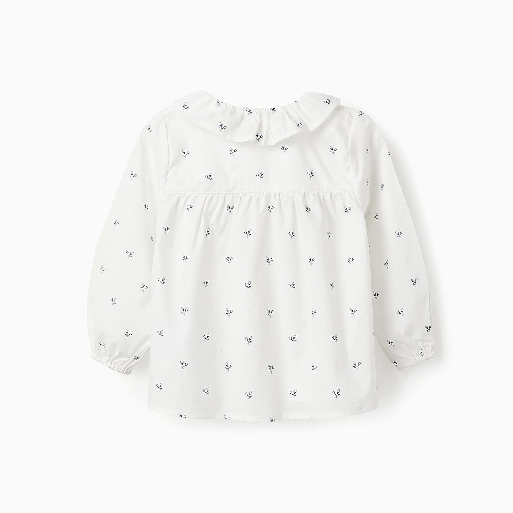 Floral Cotton Blouse for Baby Girls, White