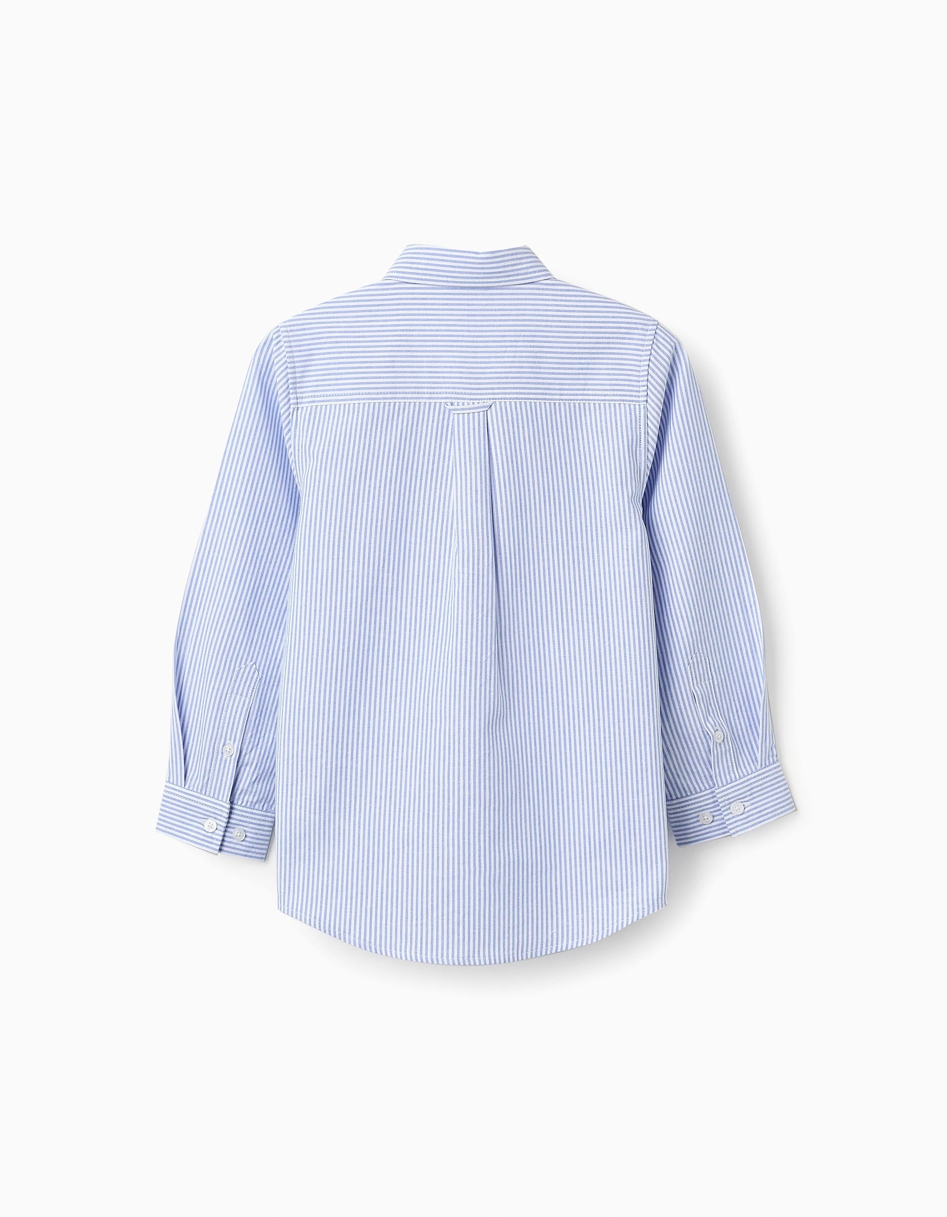 Cotton Striped Shirt for Boys, White/Blue