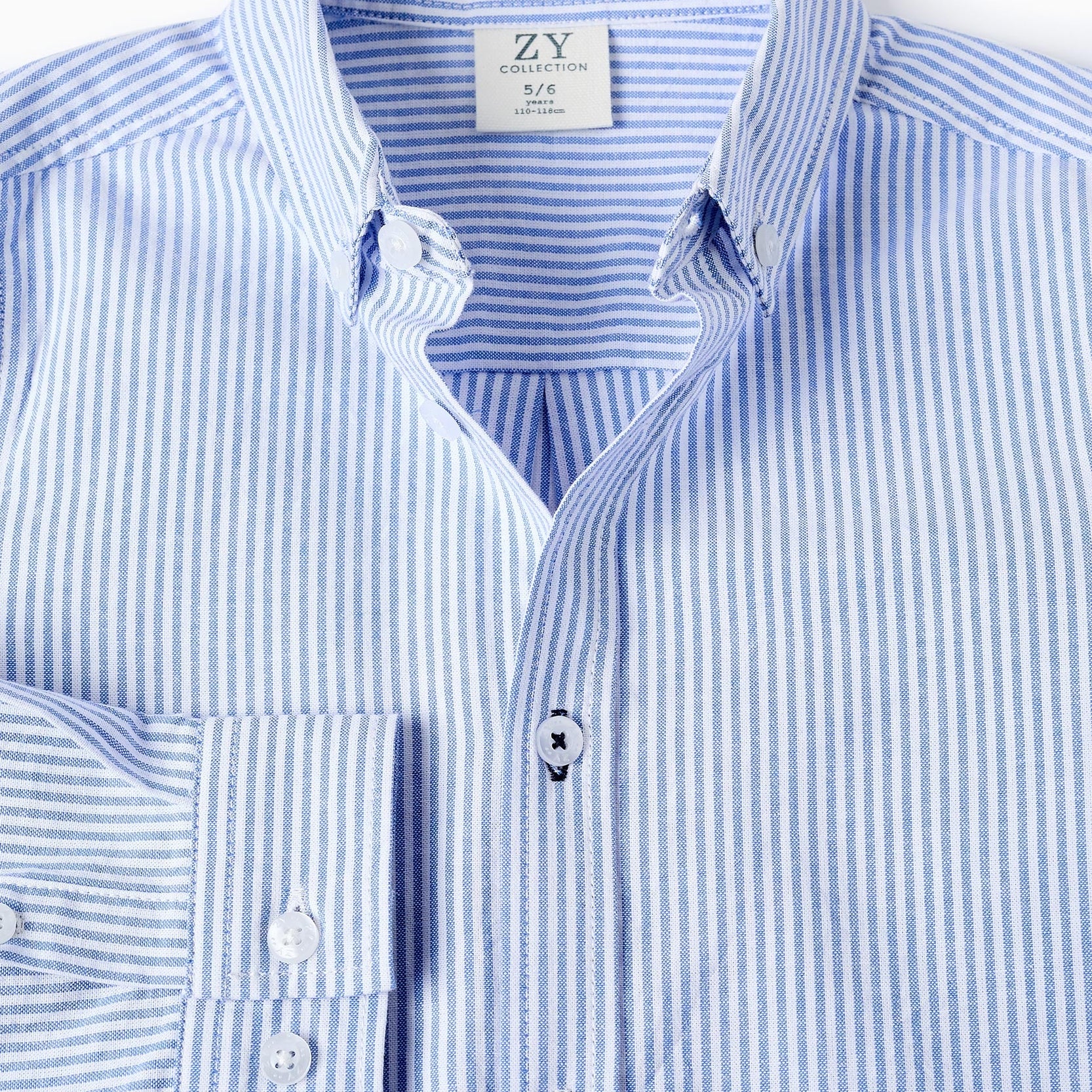 Cotton Striped Shirt for Boys, White/Blue