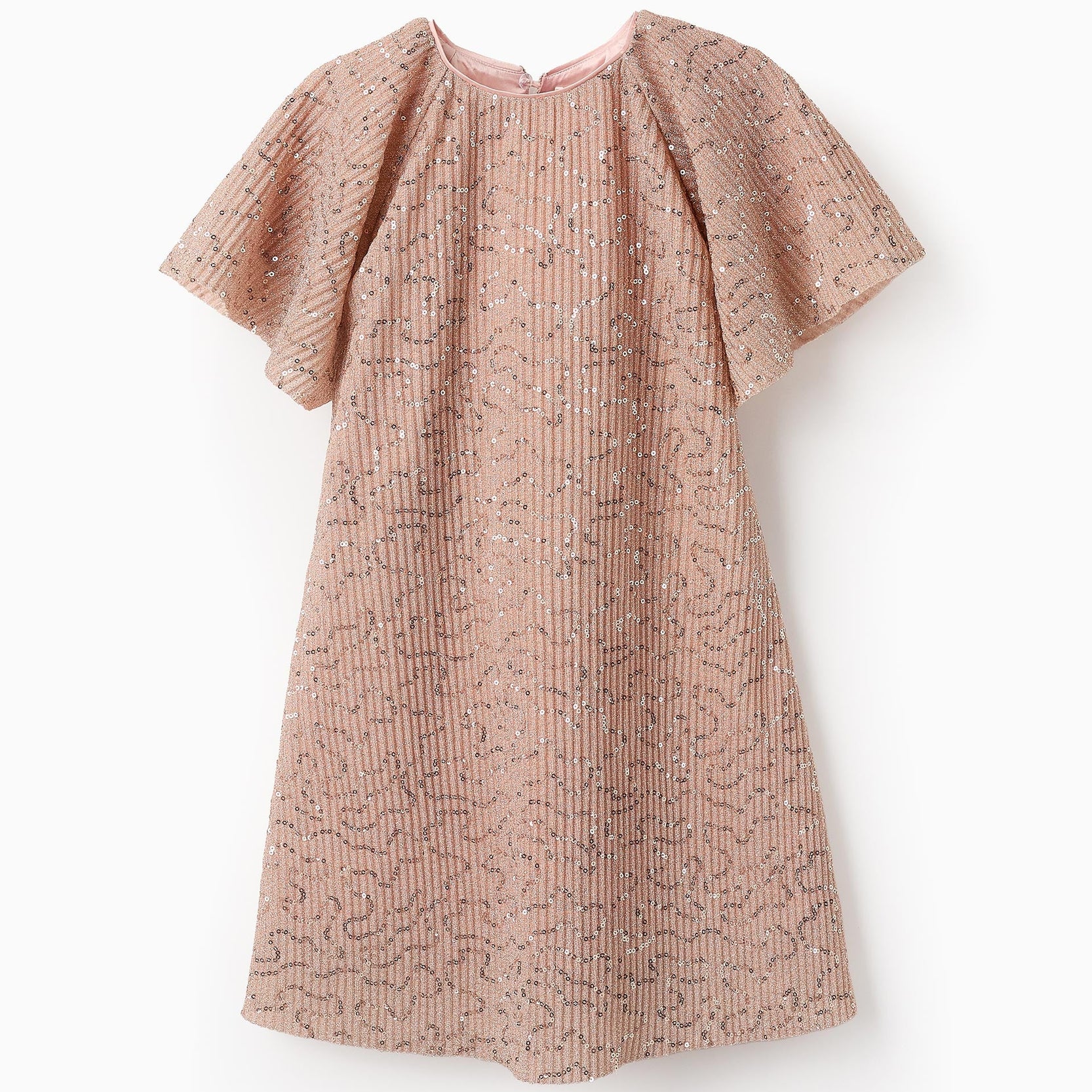 Pleated Sequin Dress for Girls, Rose Gold