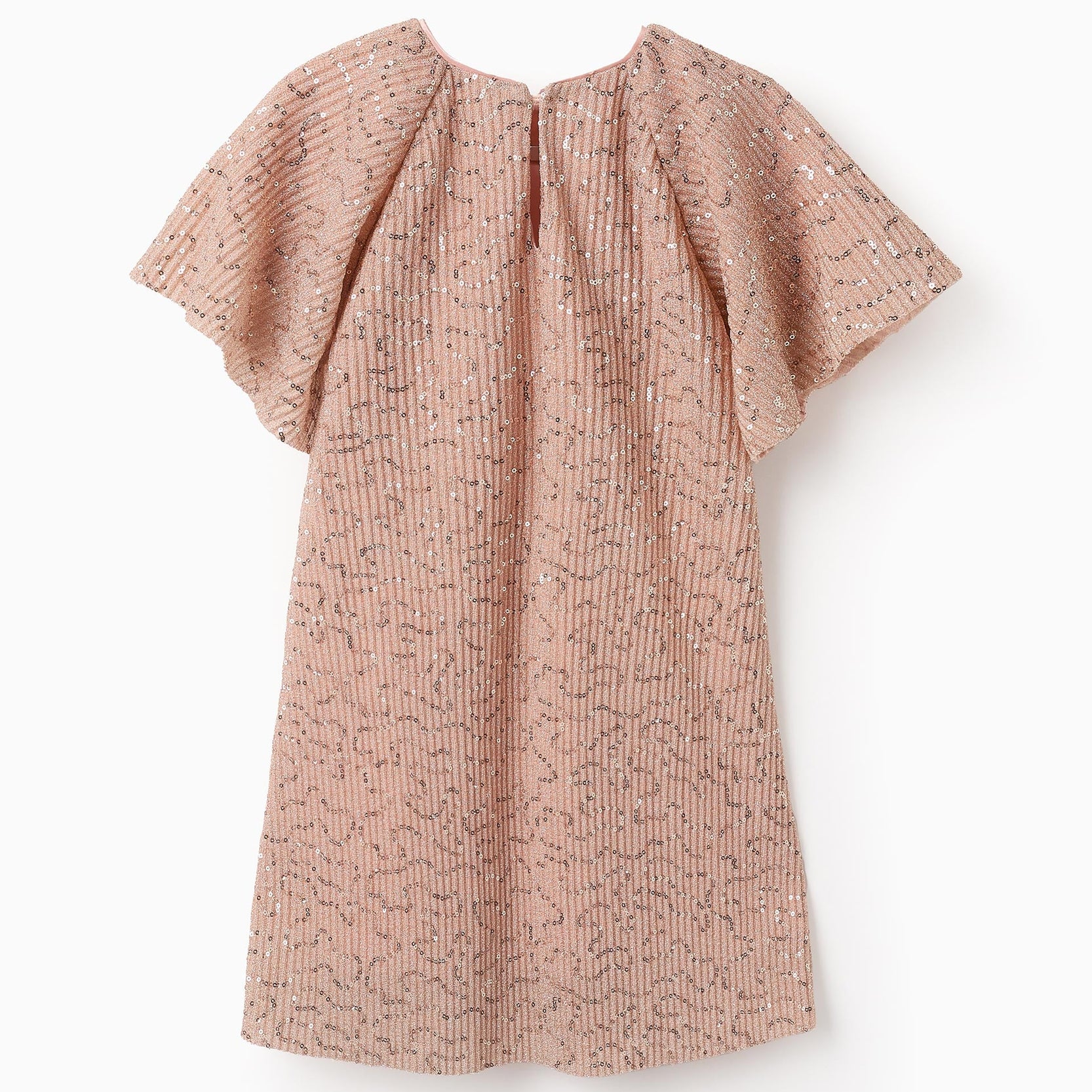 Pleated Sequin Dress for Girls, Rose Gold