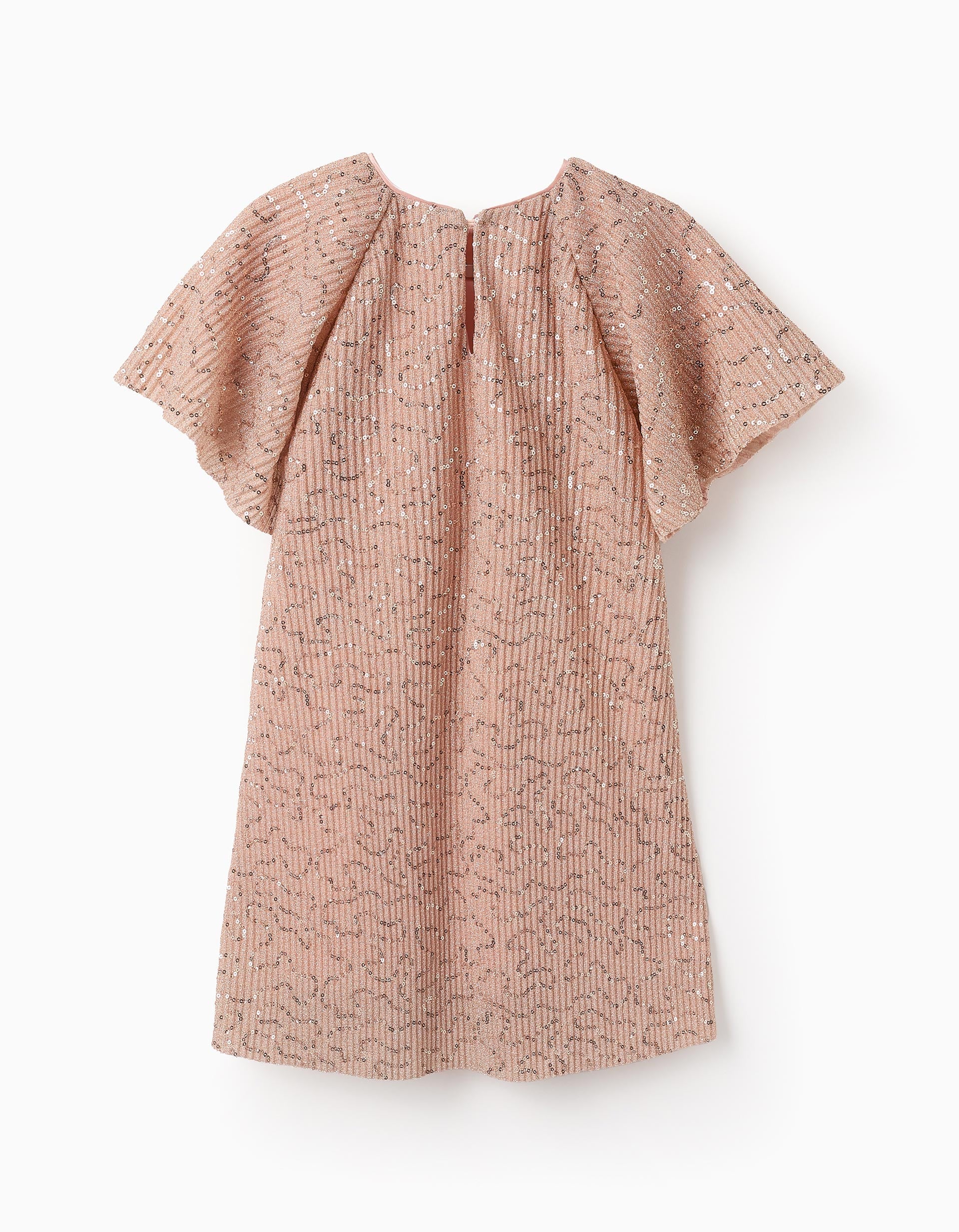 Pleated Sequin Dress for Girls, Rose Gold