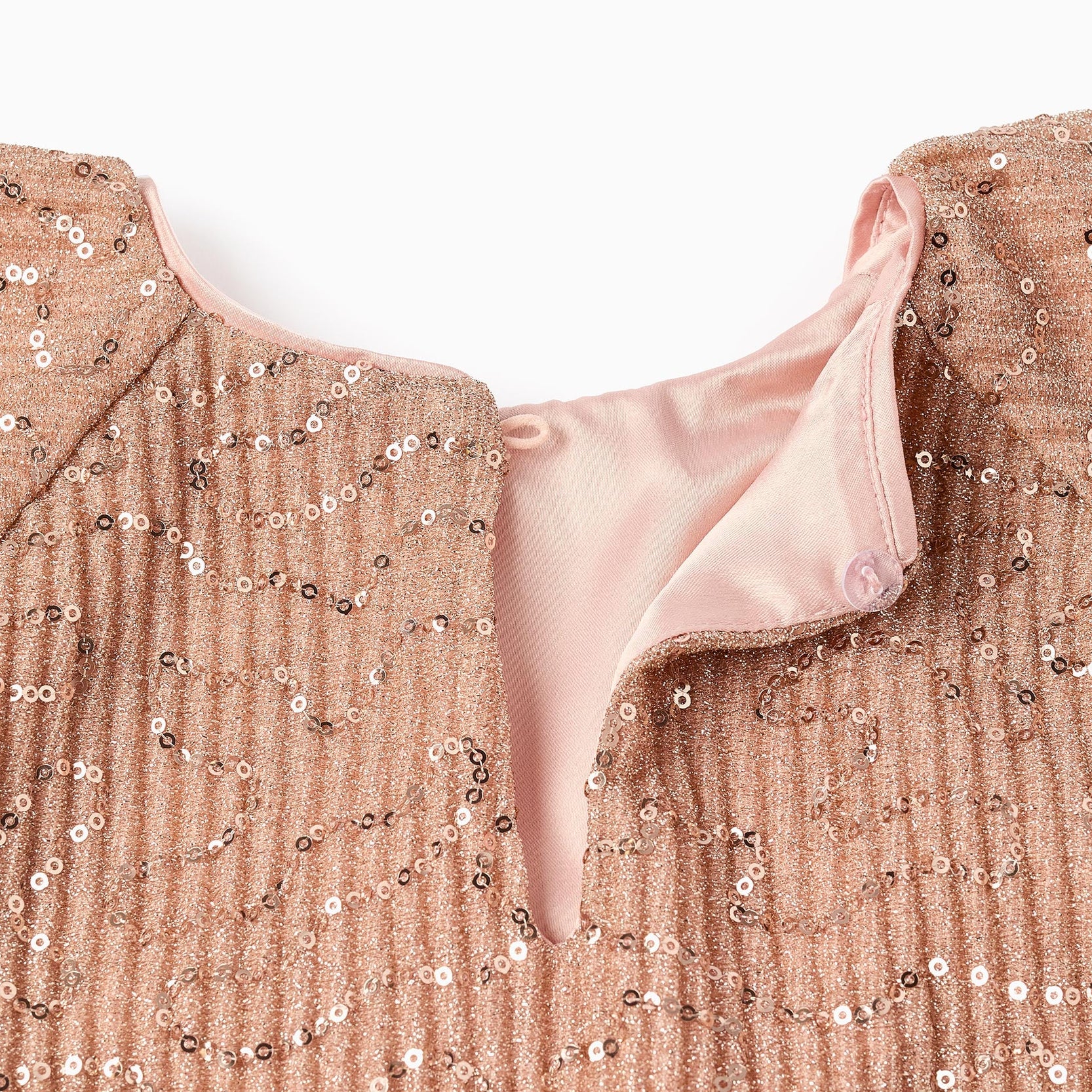 Pleated Sequin Dress for Girls, Rose Gold