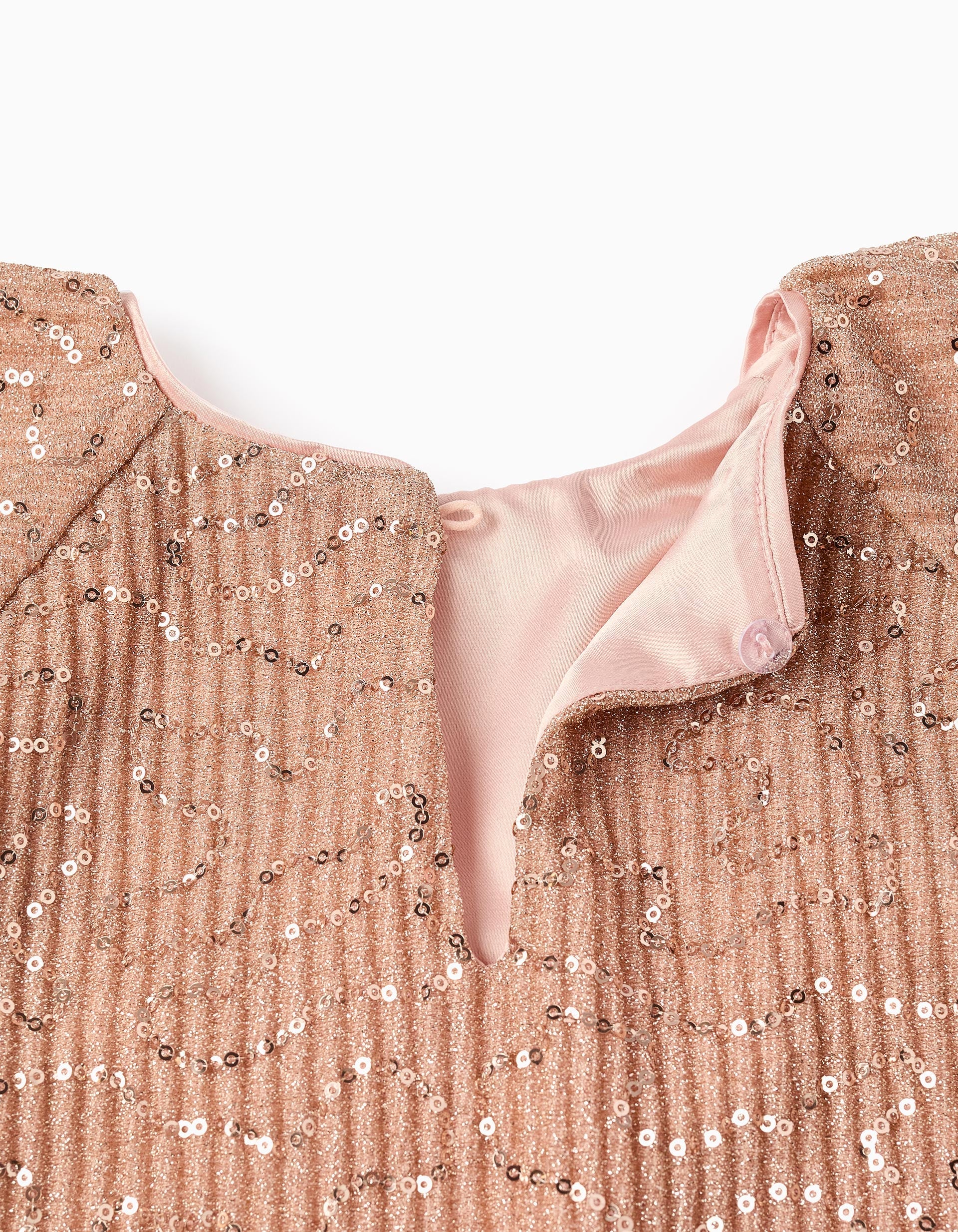 Pleated Sequin Dress for Girls, Rose Gold