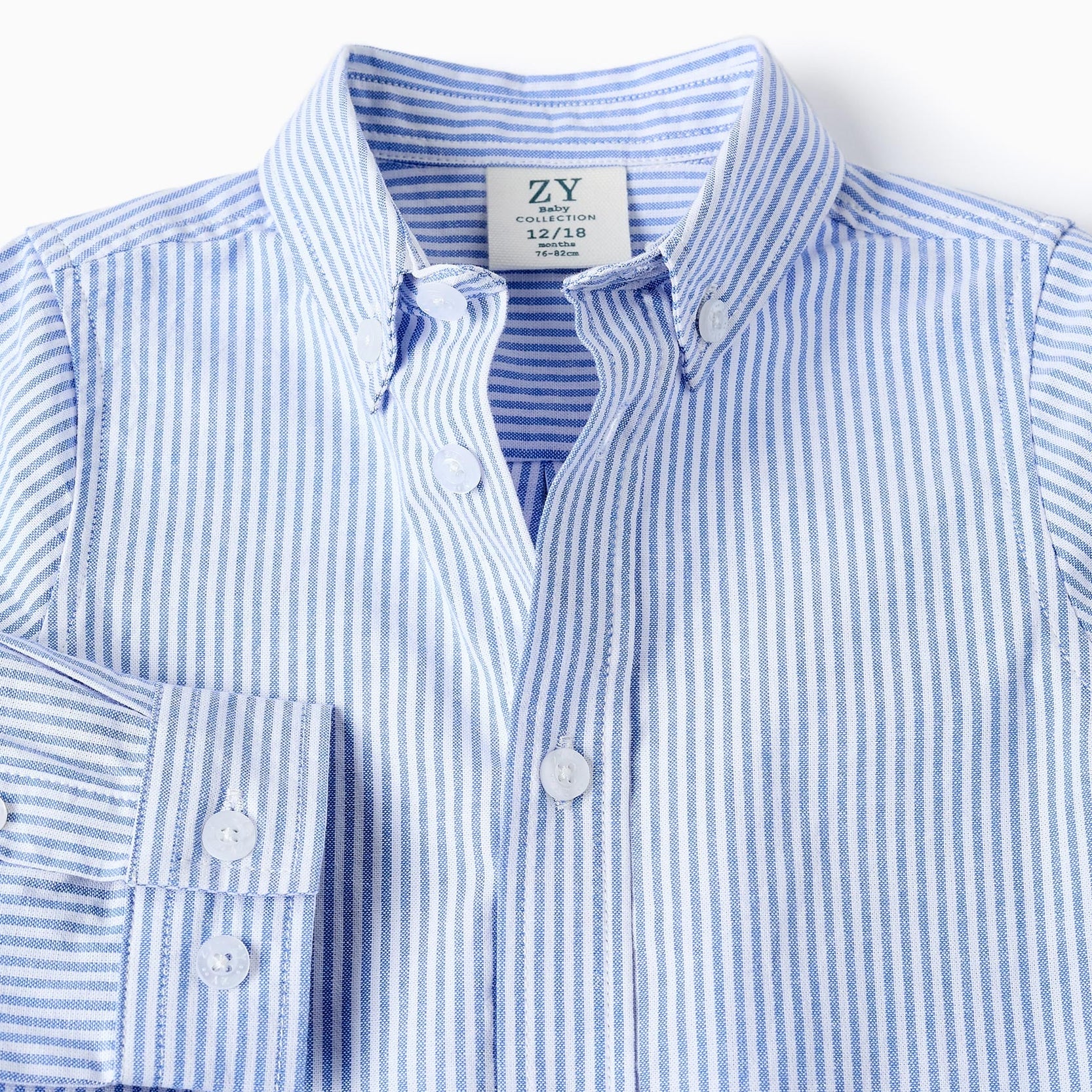 Cotton Striped Shirt for Baby Boys, White/Blue