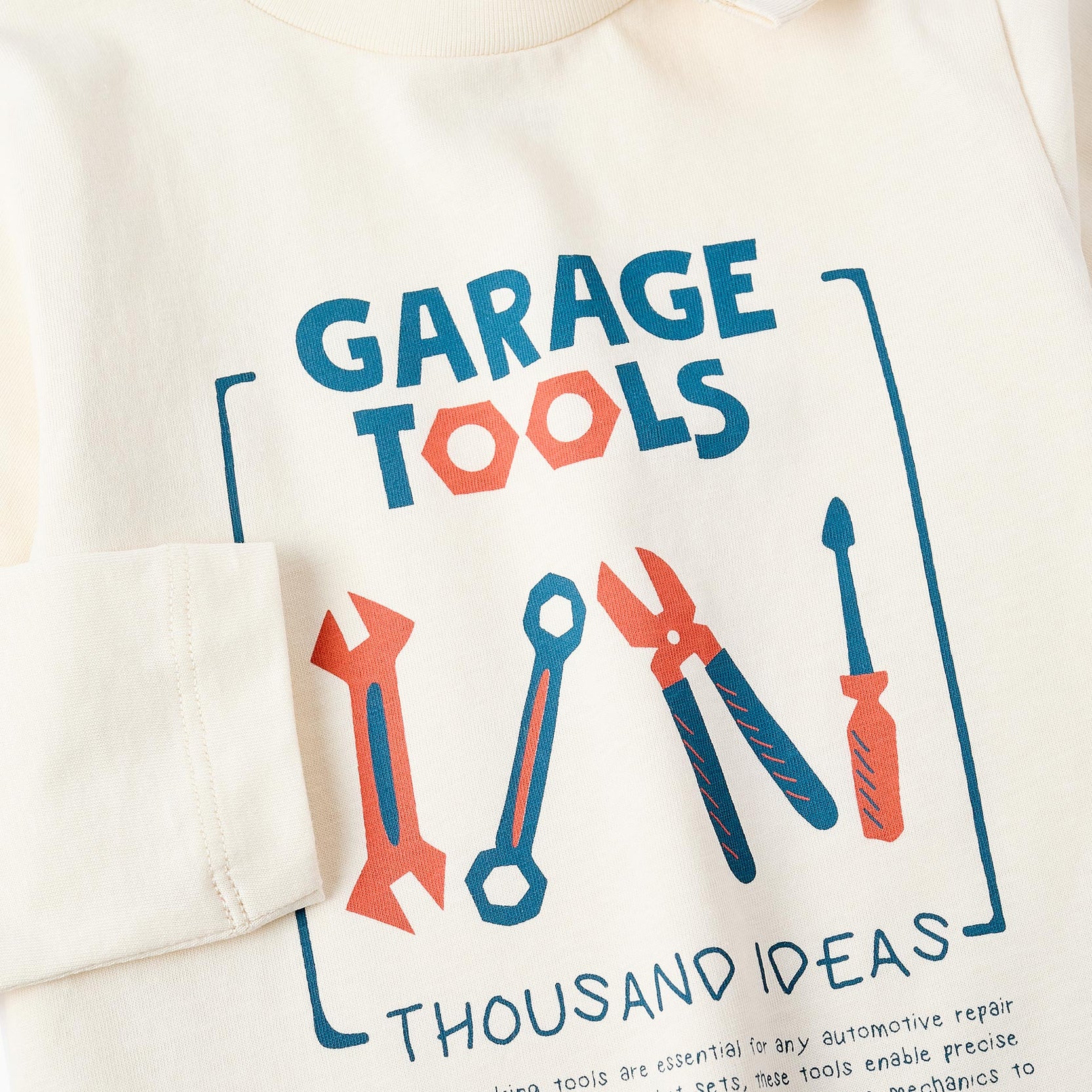 Long-sleeved Cotton T-shirt for Baby Boys 'Tools', White