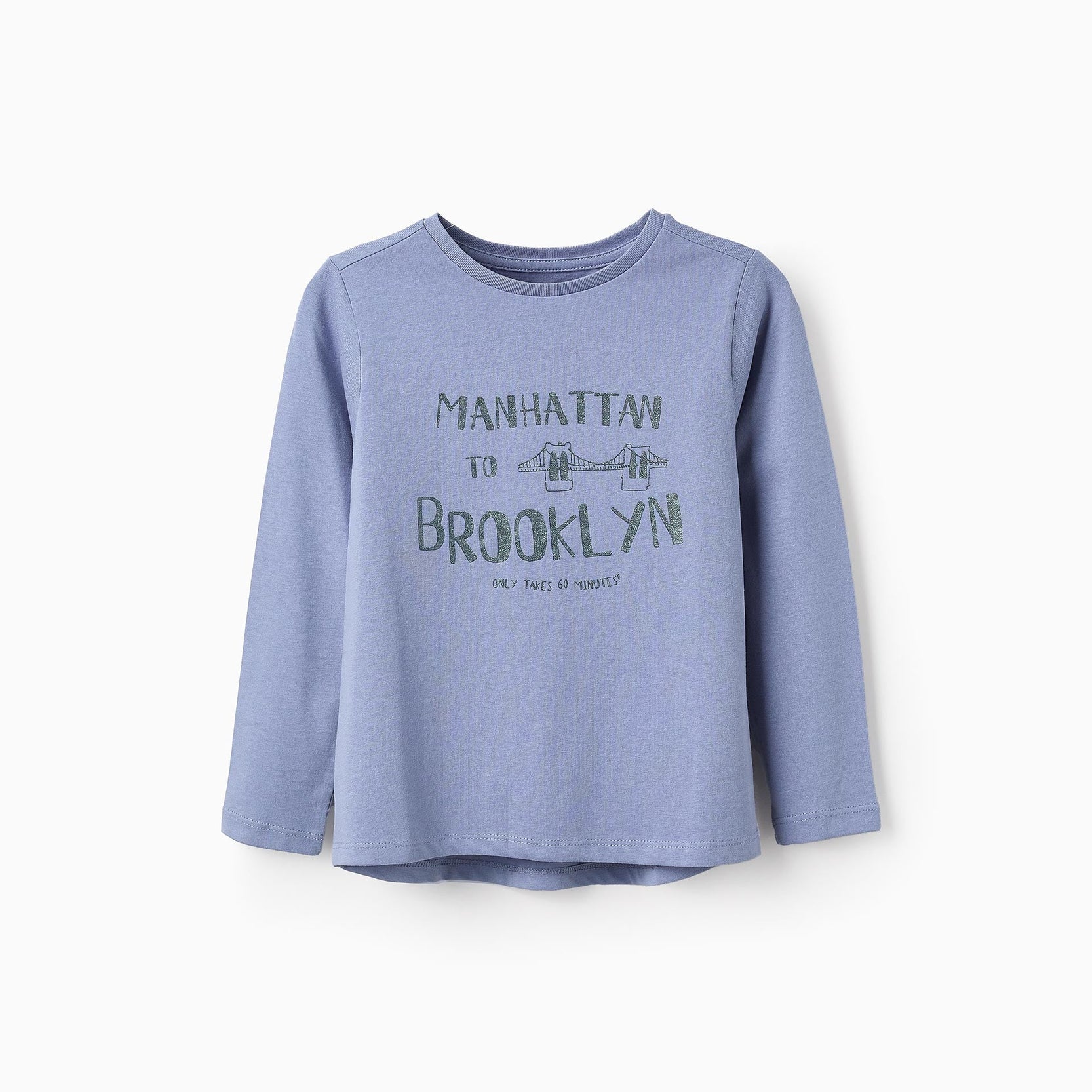 Long-sleeved T-shirt with Glitter for Girls 'NYC', Blue