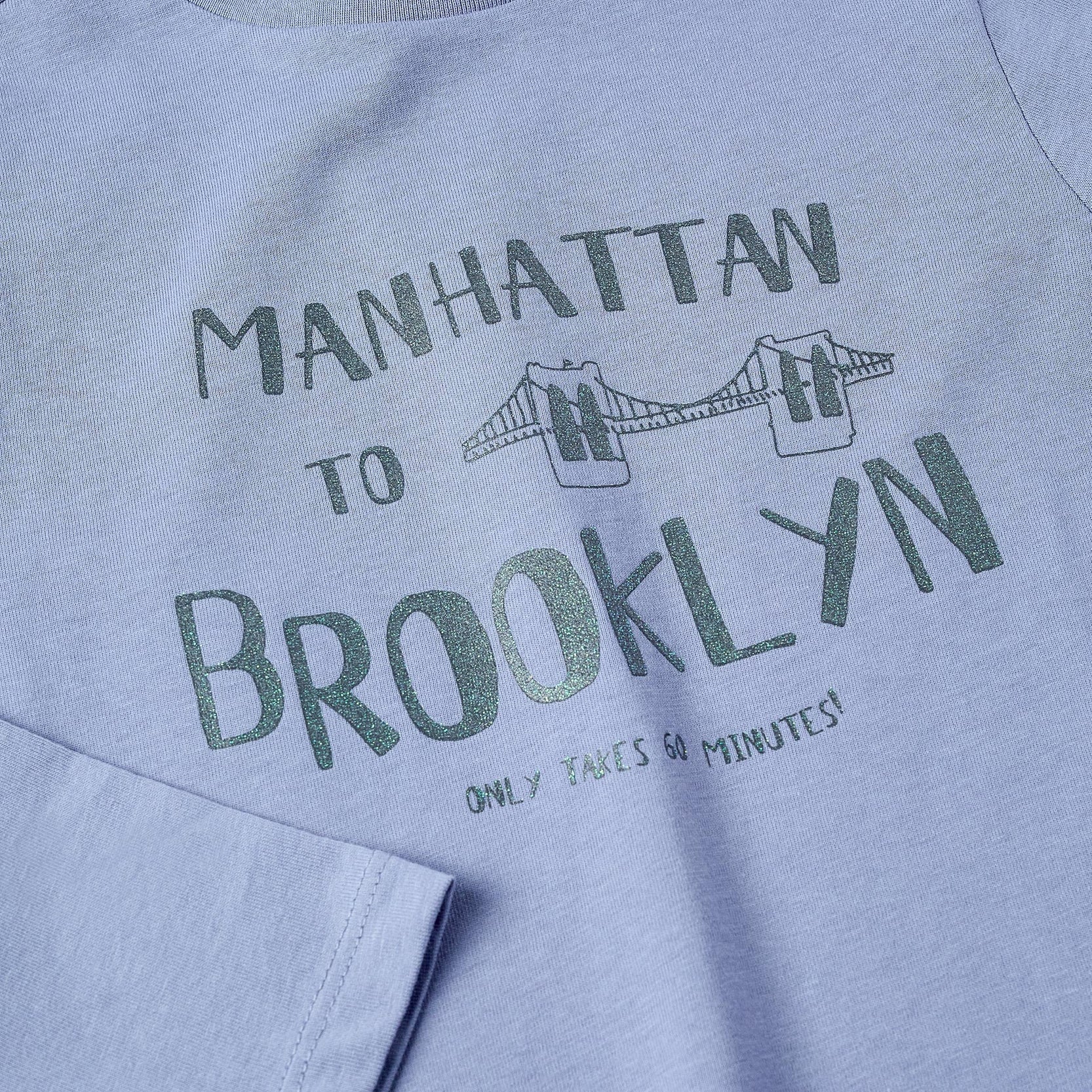 Long-sleeved T-shirt with Glitter for Girls 'NYC', Blue