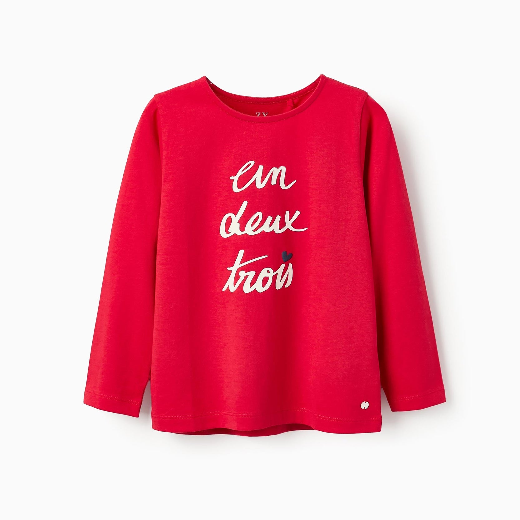 Long Sleeve T-shirt for Girls '1 2 3', Red