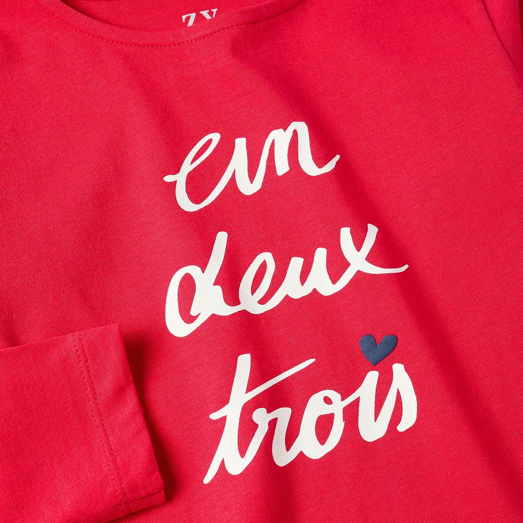 Long Sleeve T-shirt for Girls '1 2 3', Red