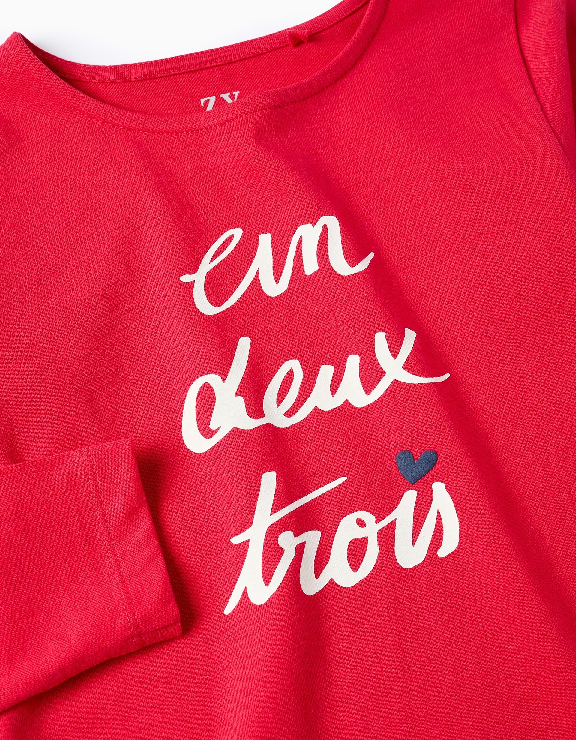 Long Sleeve T-shirt for Girls '1 2 3', Red