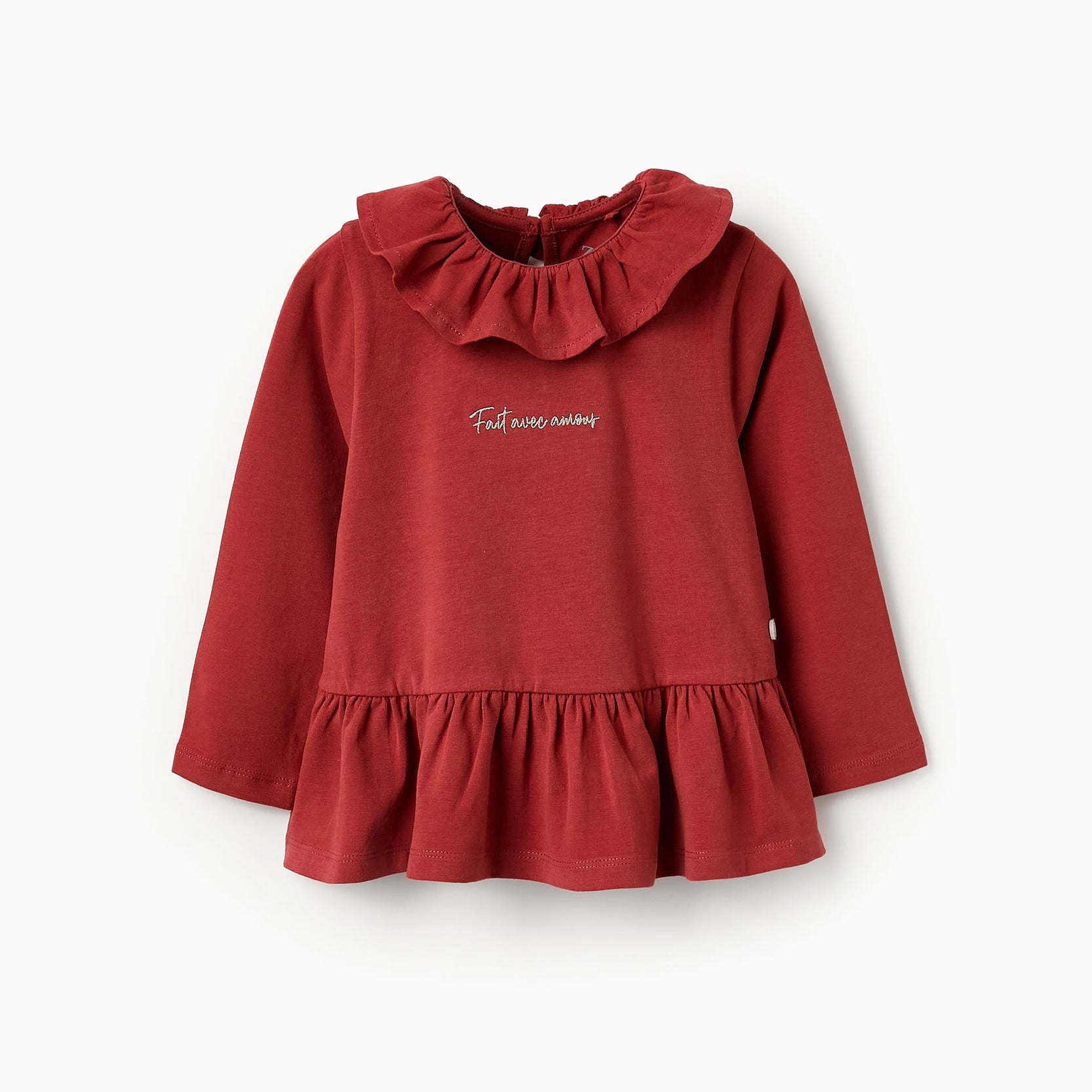 Long-sleeved T-shirt with Frills for Girls, Orange
