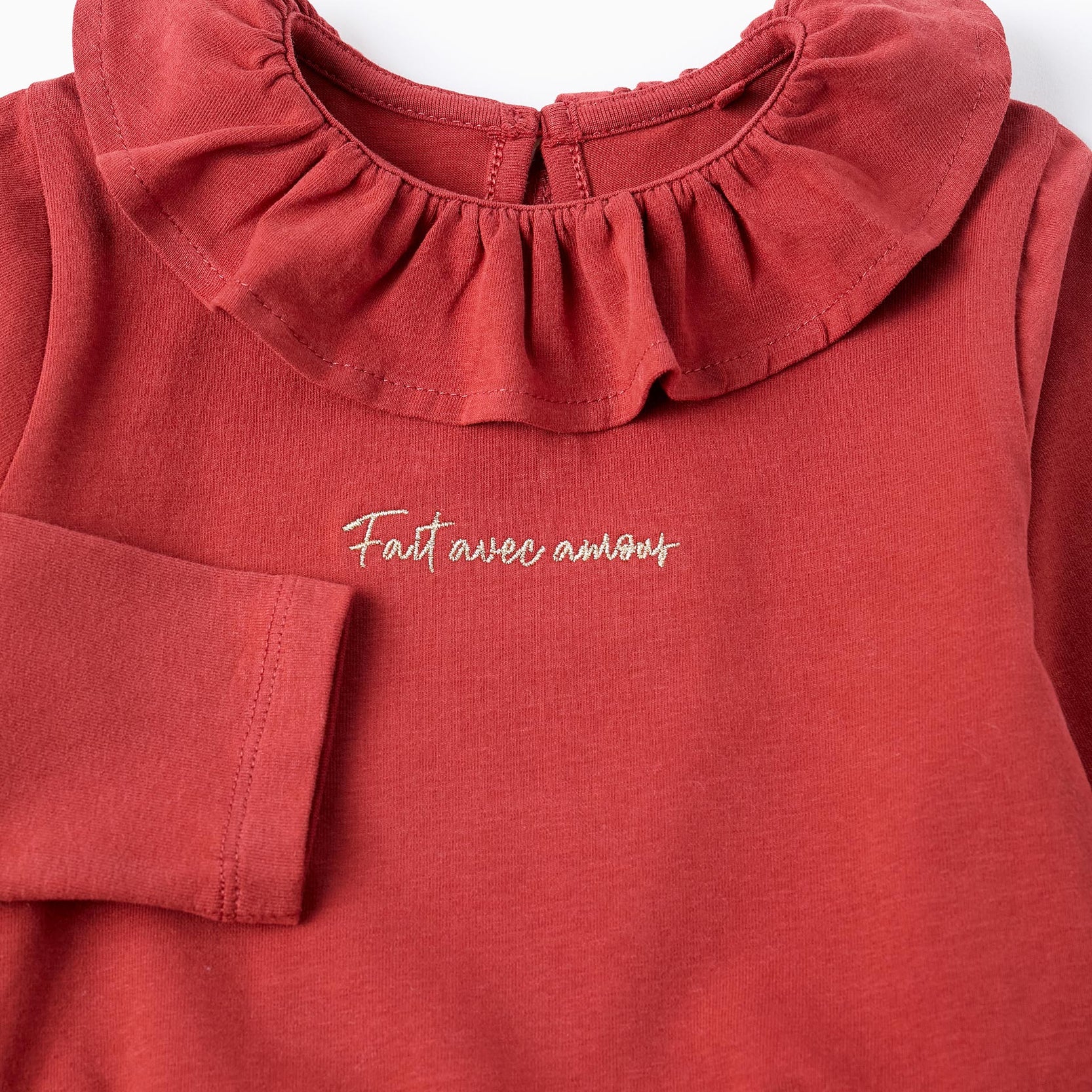 Long-sleeved T-shirt with Frills for Girls, Orange