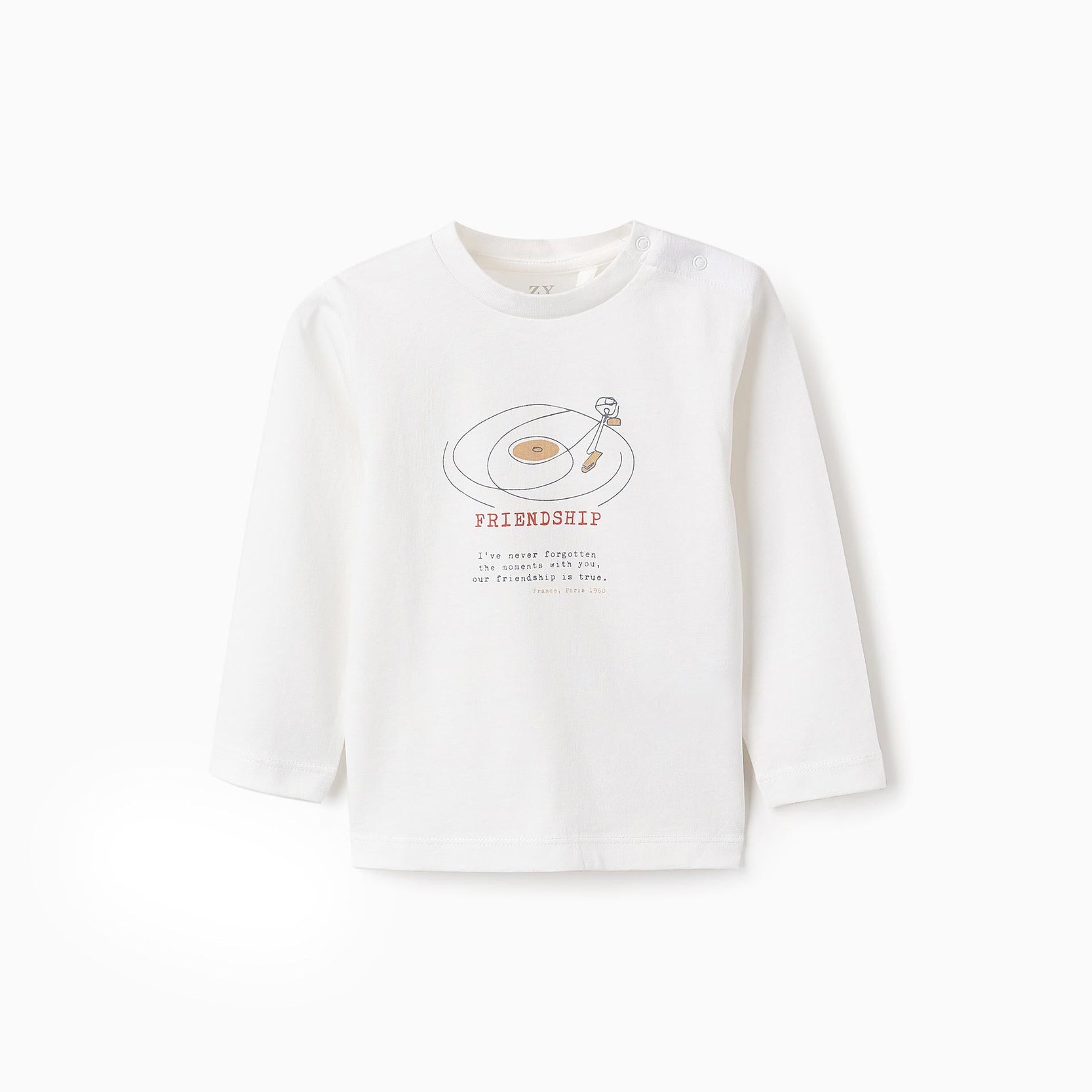 Long-sleeved T-shirt for Baby Boys 'Friendship', White