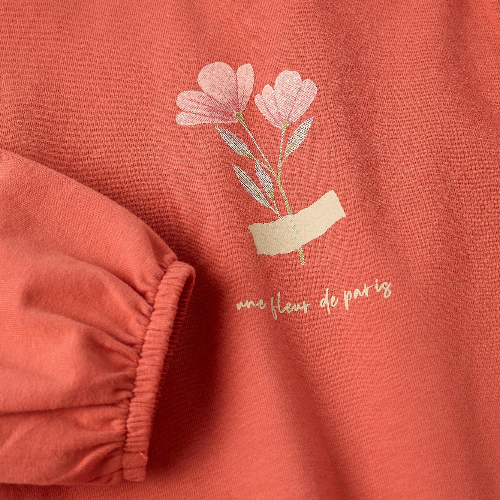 Long-sleeved T-shirt with Glitter for Baby Girls, Orange