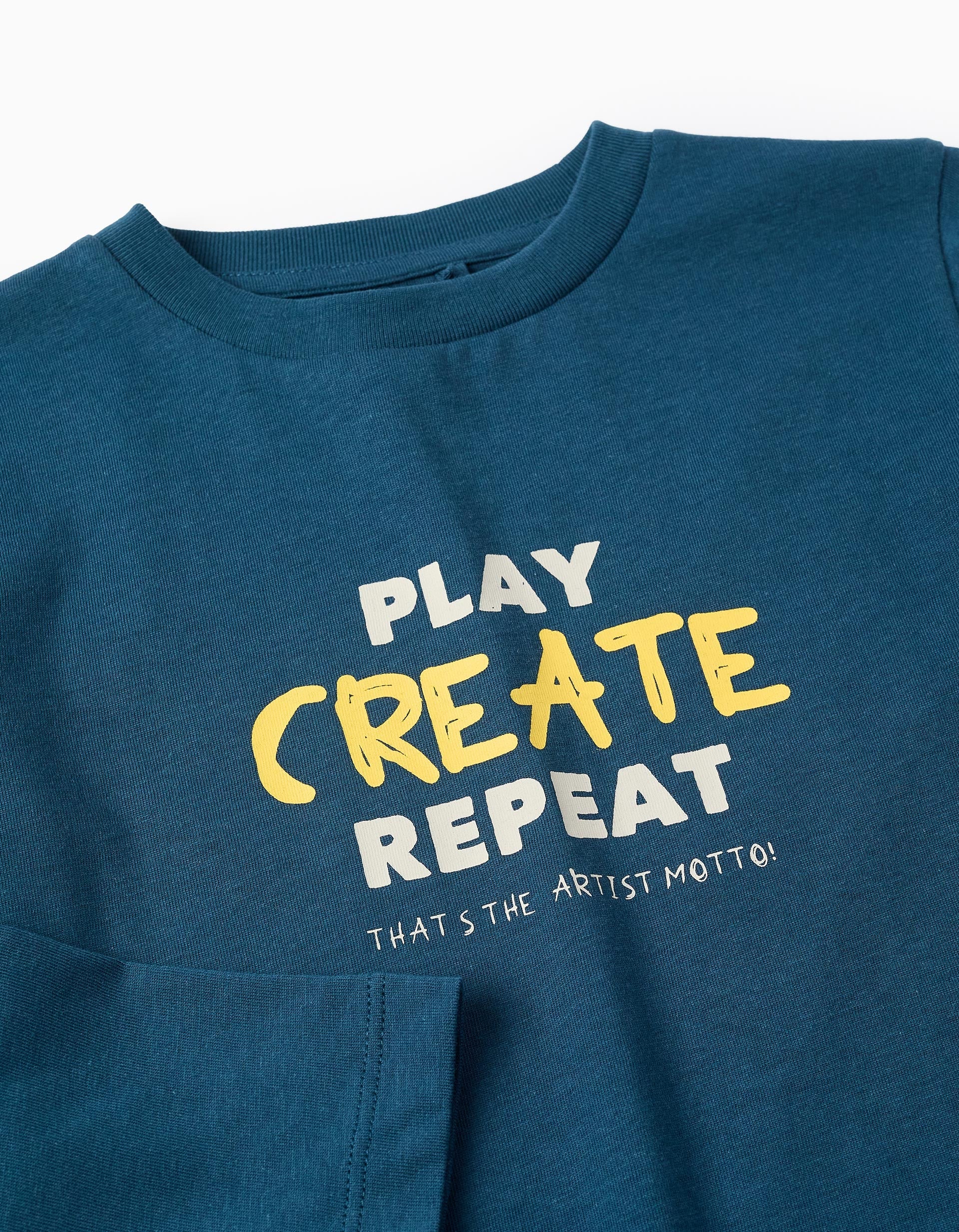 Long Sleeve T-shirt for Boys 'Create', Turquoise