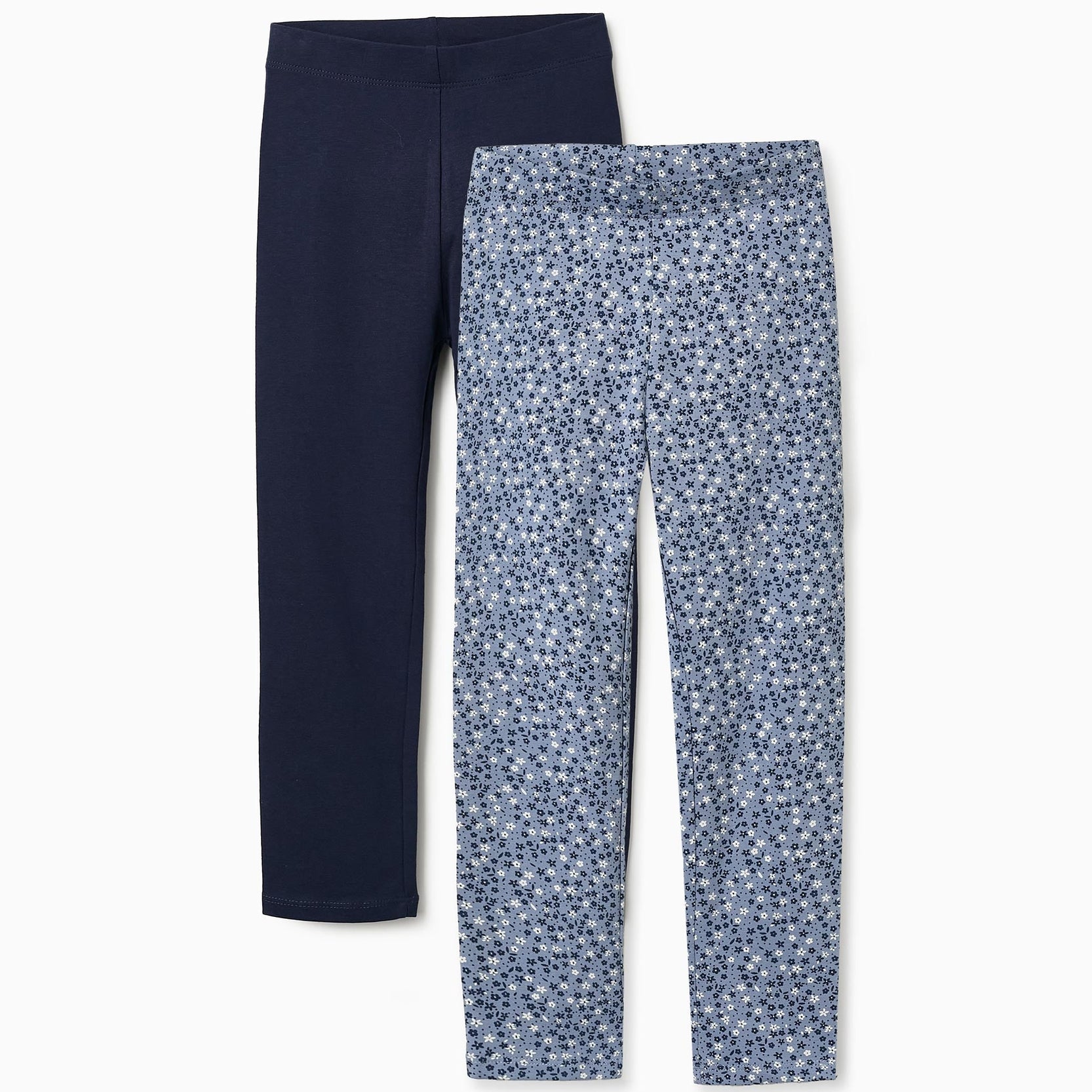 Pack of 2 Leggings for Girls 'Floral', Dark/Light Blue