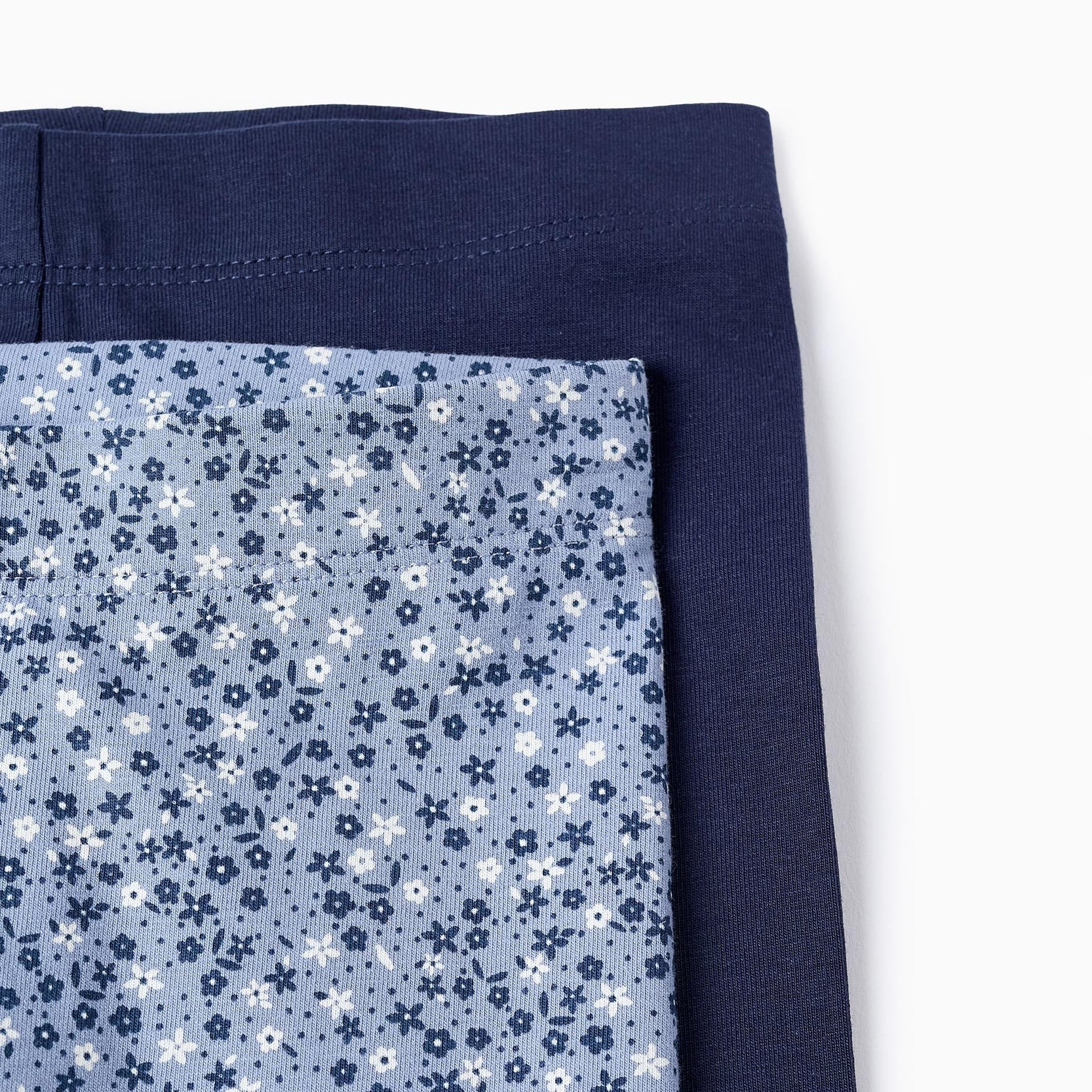 Pack of 2 Leggings for Girls 'Floral', Dark/Light Blue