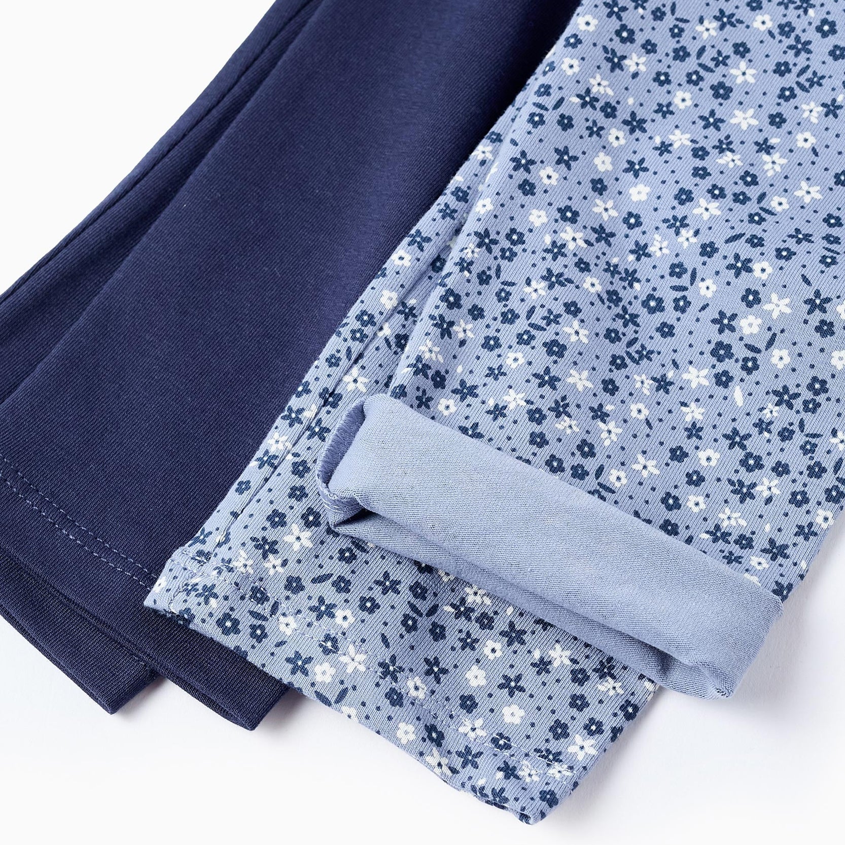 Pack of 2 Leggings for Girls 'Floral', Dark/Light Blue