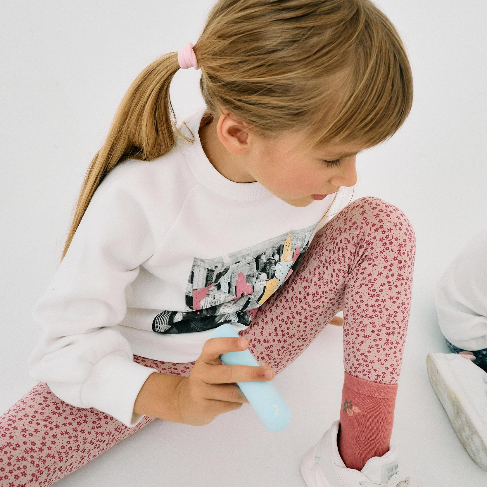 Pack 2 Leggings for Girls 'Floral', Dark/Light Pink