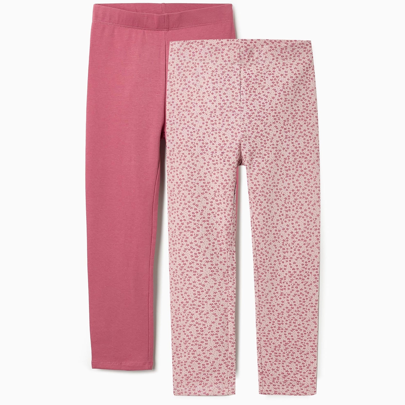 Pack 2 Leggings for Girls 'Floral', Dark/Light Pink