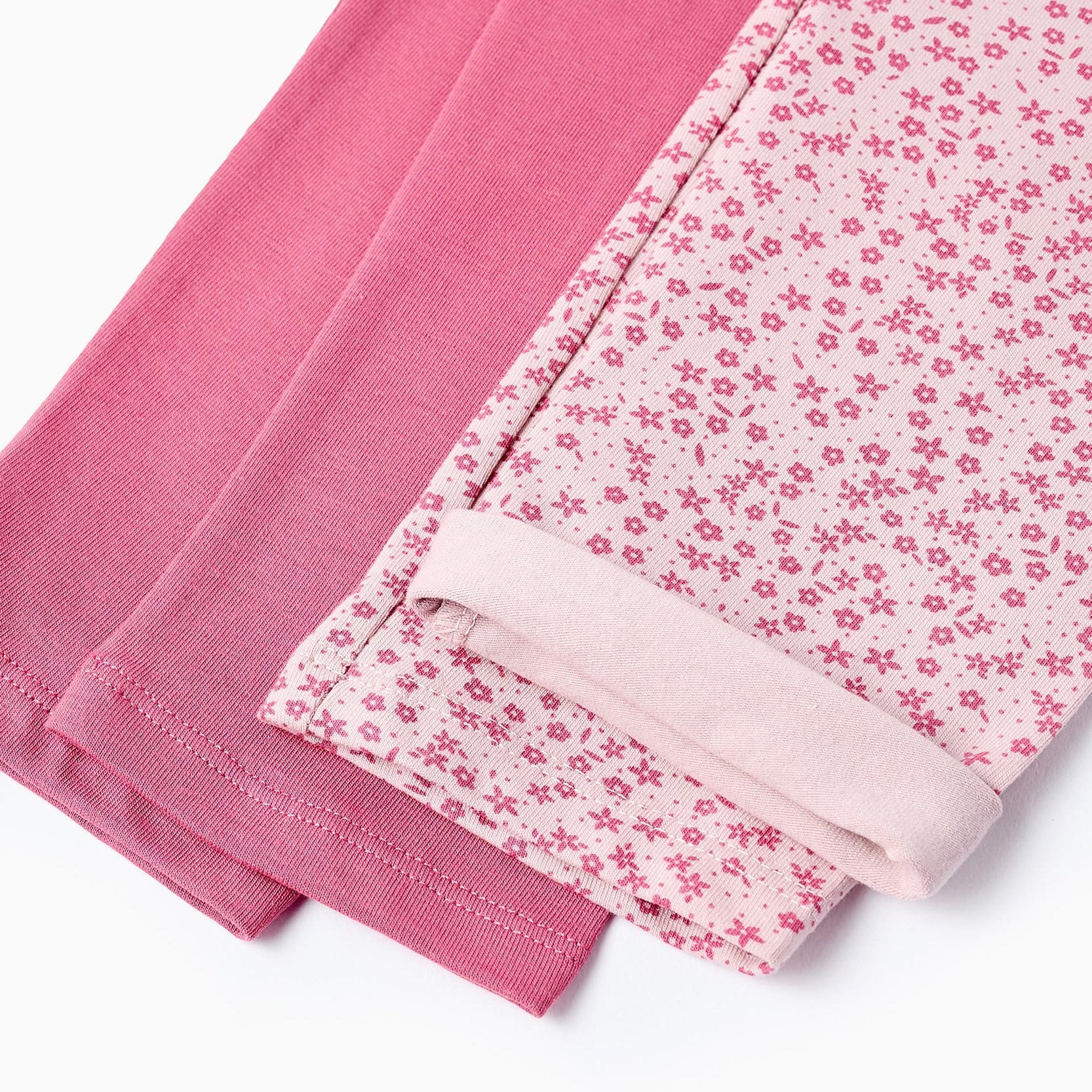 Pack 2 Leggings for Girls 'Floral', Dark/Light Pink