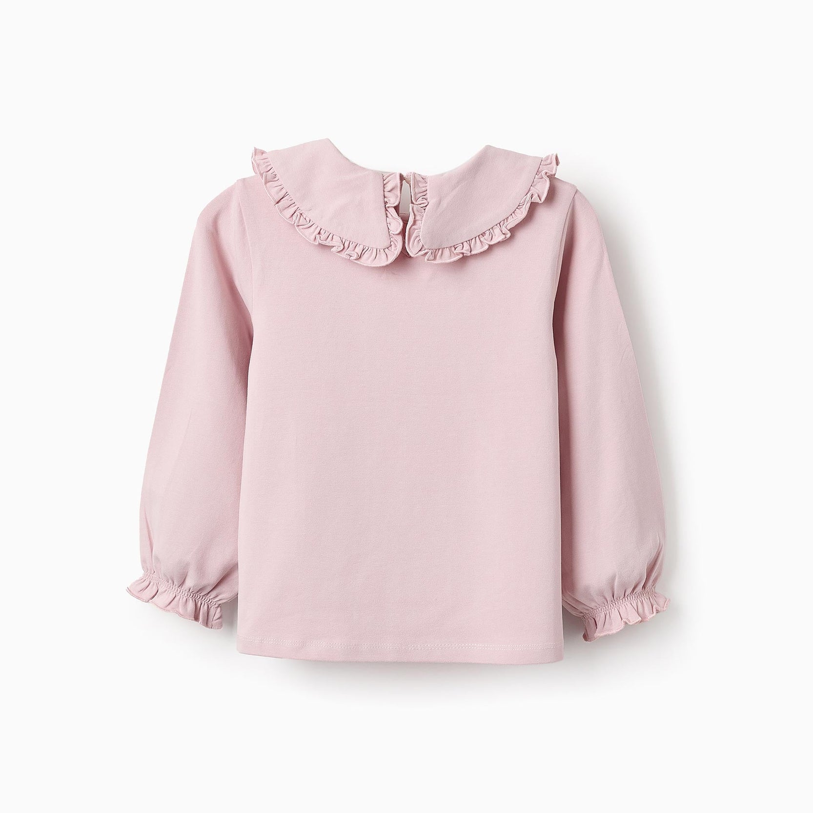 Long-sleeved T-shirt with Ruffles for Girls, Light Pink