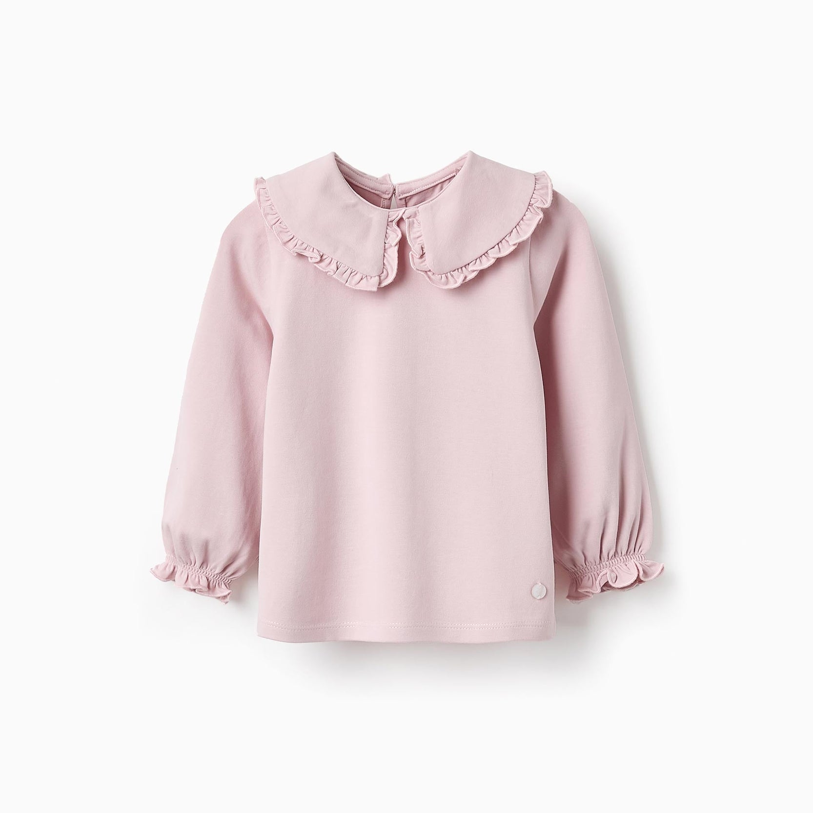 T-shirt with Peter Pan Collar and Ruffles for Baby Girls, Light Pink