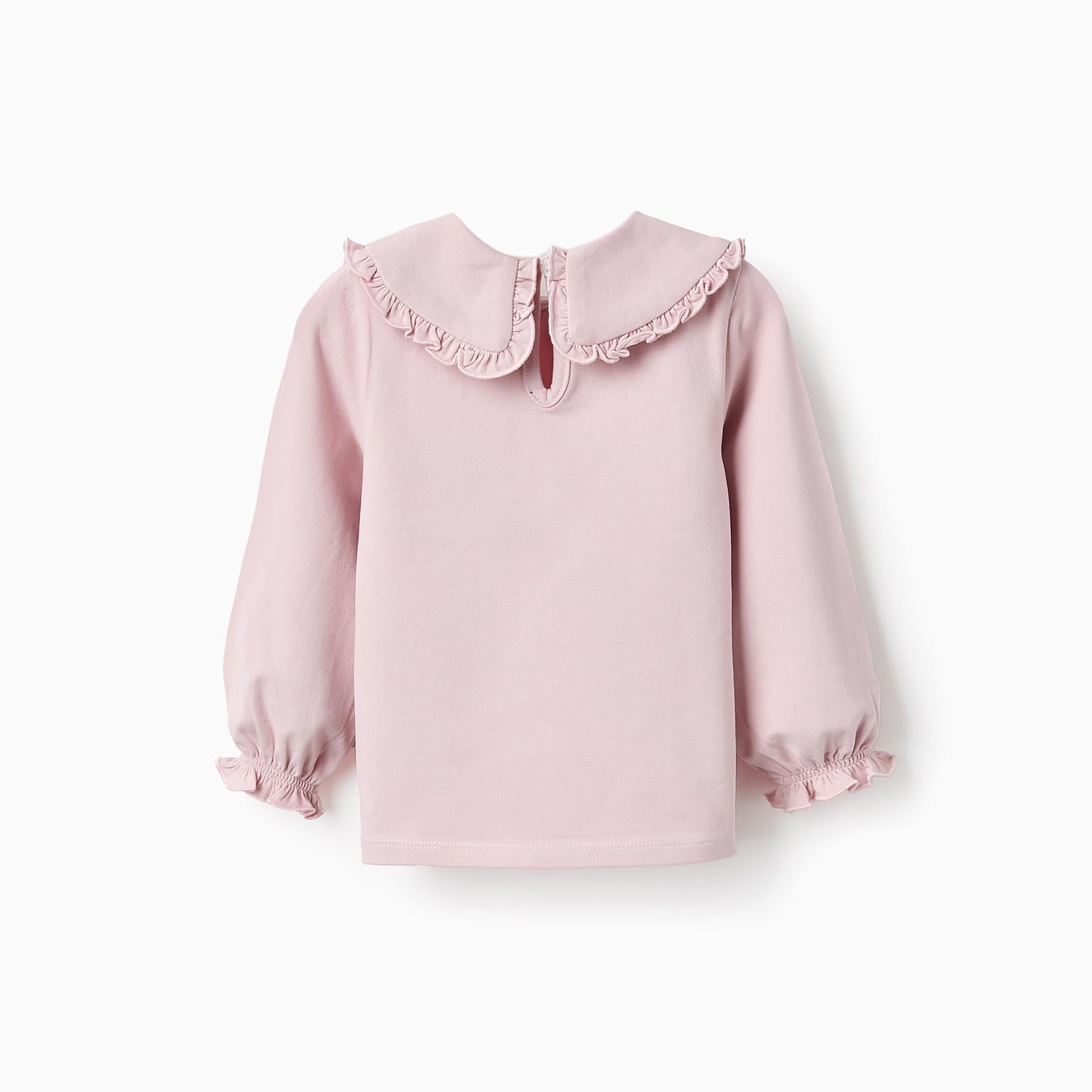 T-shirt with Peter Pan Collar and Ruffles for Baby Girls, Light Pink