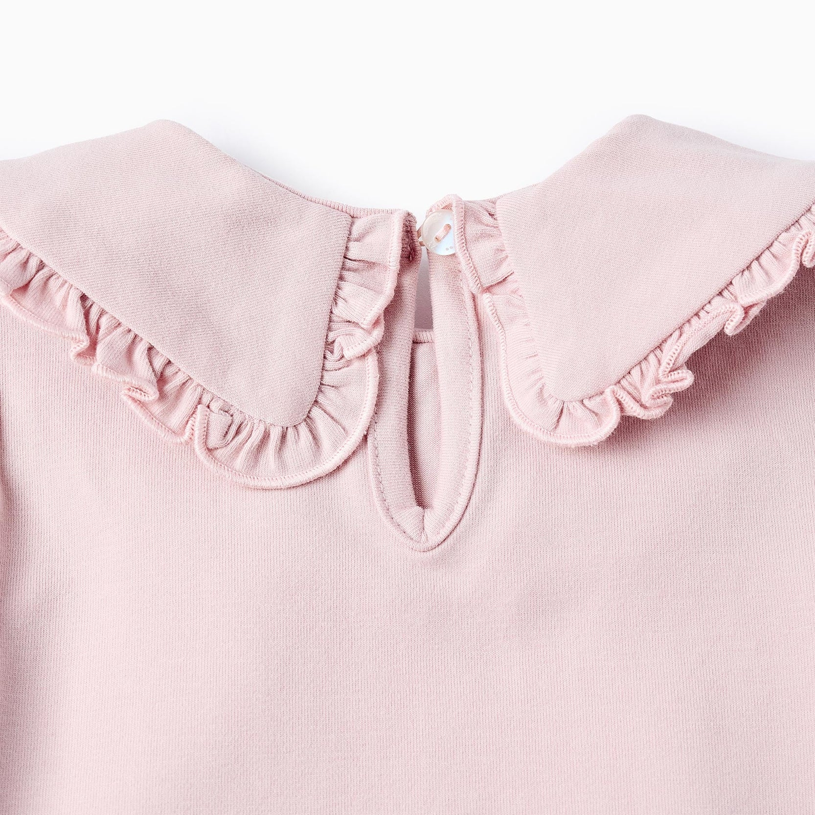 T-shirt with Peter Pan Collar and Ruffles for Baby Girls, Light Pink