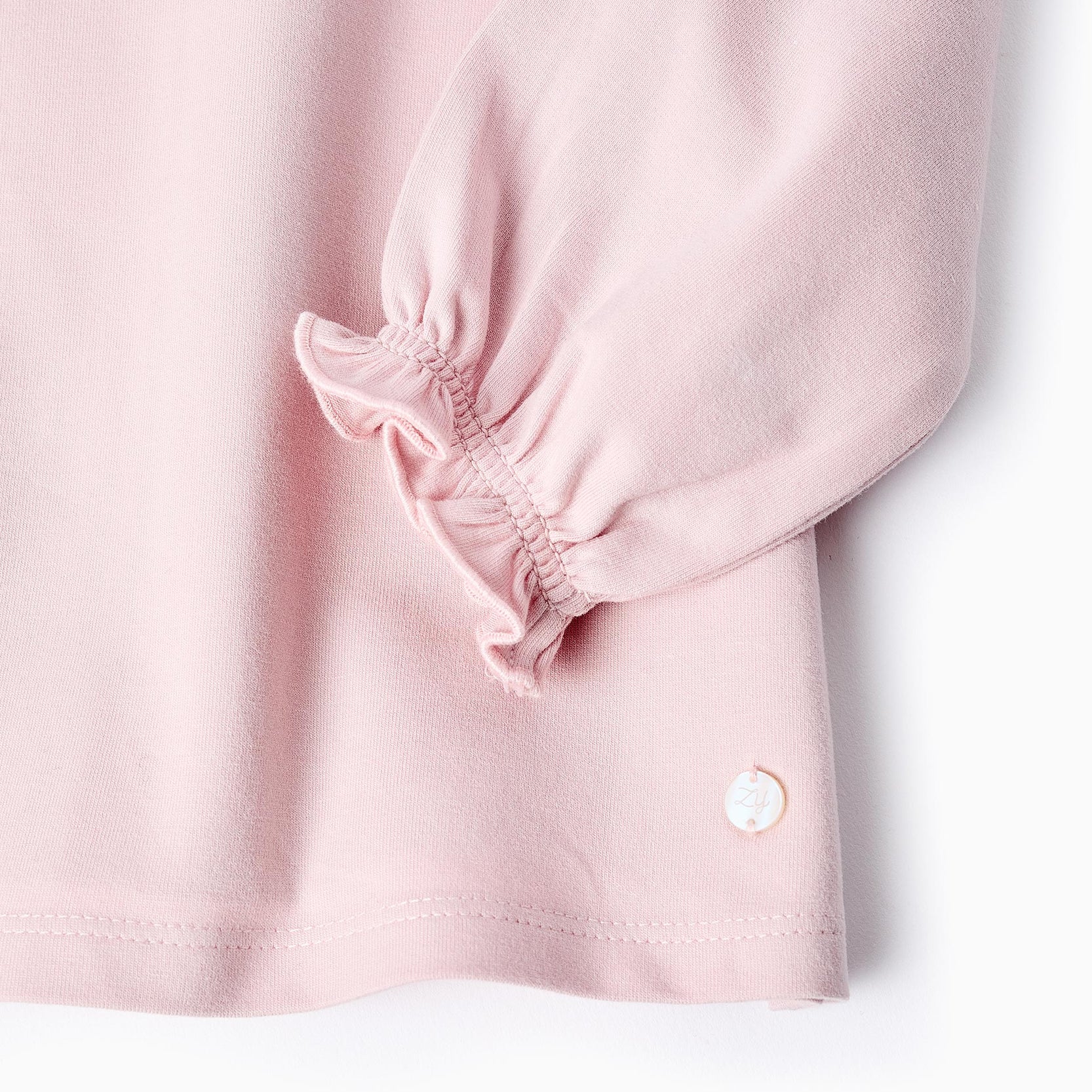 T-shirt with Peter Pan Collar and Ruffles for Baby Girls, Light Pink