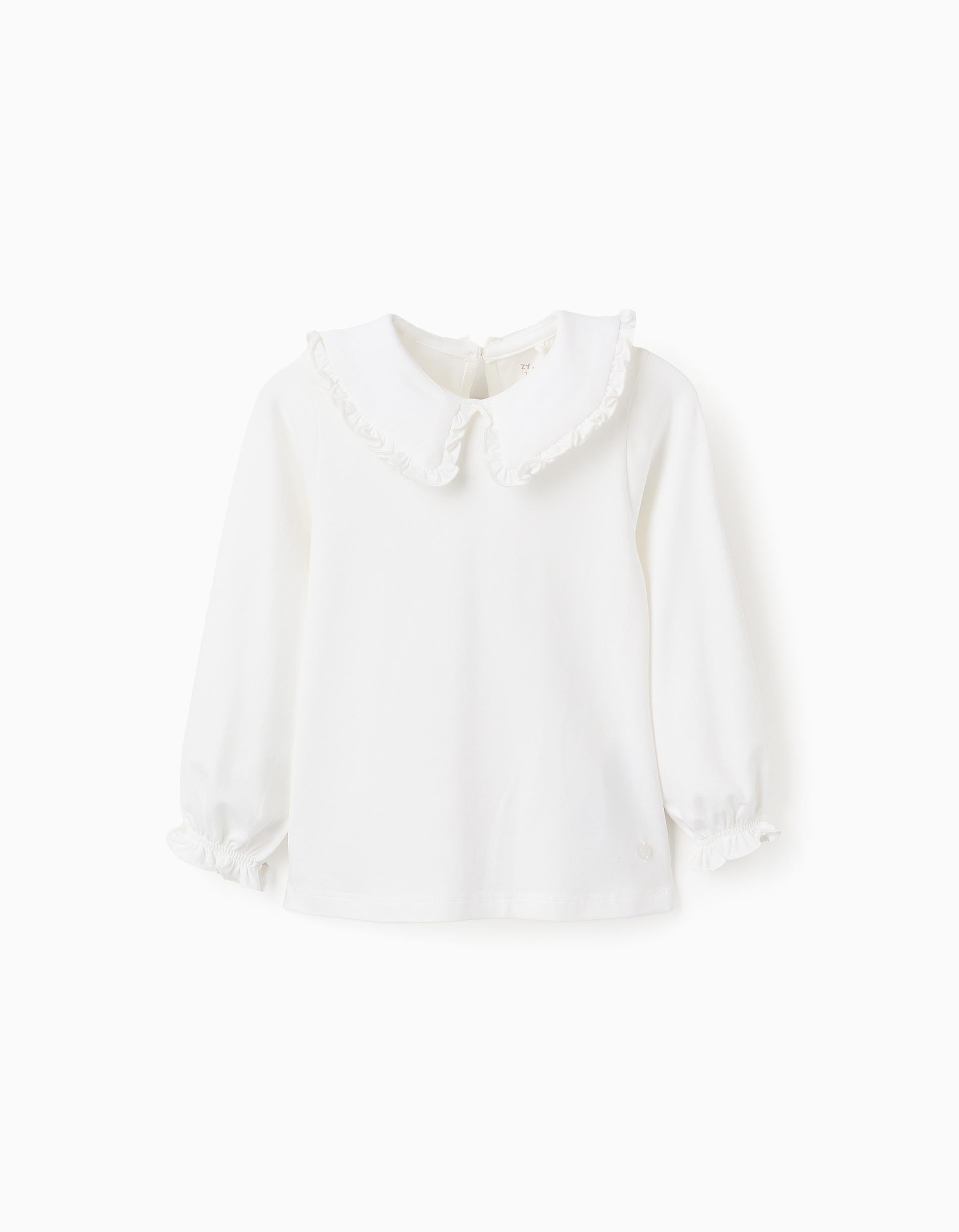 Ruffled T-shirt for Baby Girls, White