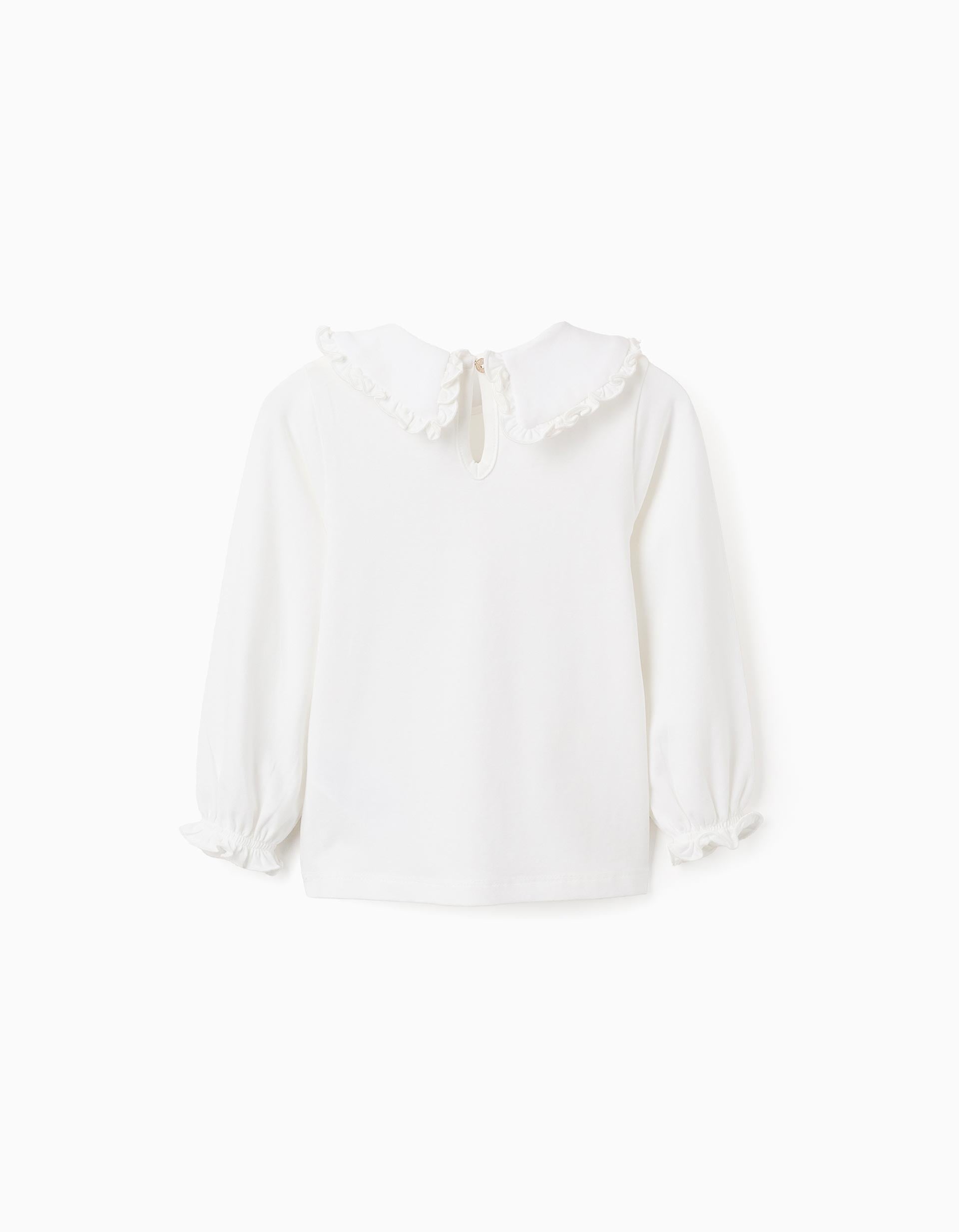 Ruffled T-shirt for Baby Girls, White