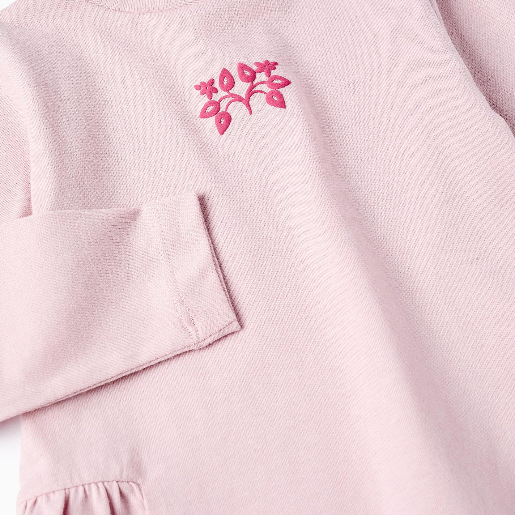 Cotton T-shirt with Ruffles for Baby Girls, Pink