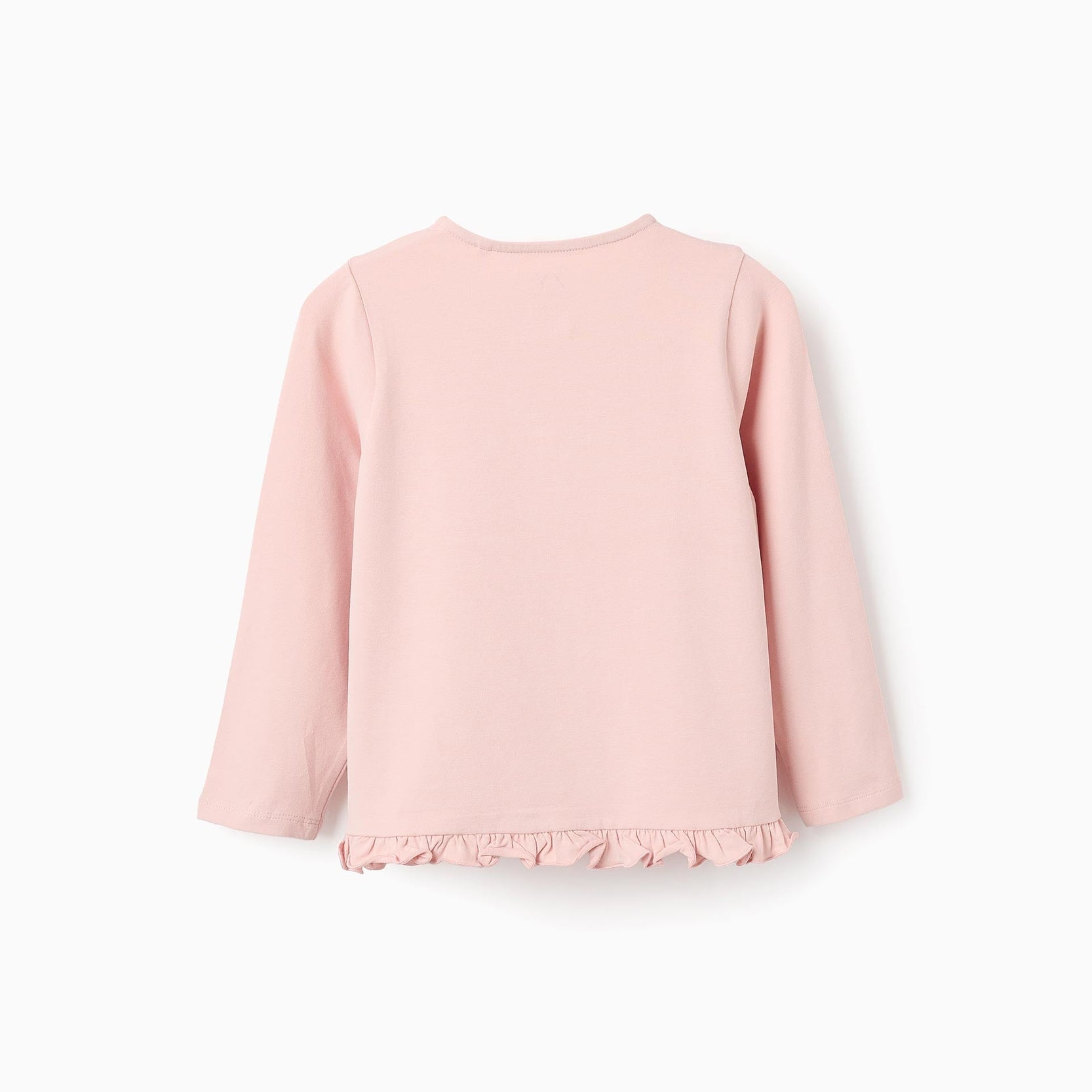Long Sleeve T-shirt with Ruffles and 3D Flowers for Girls, Pink