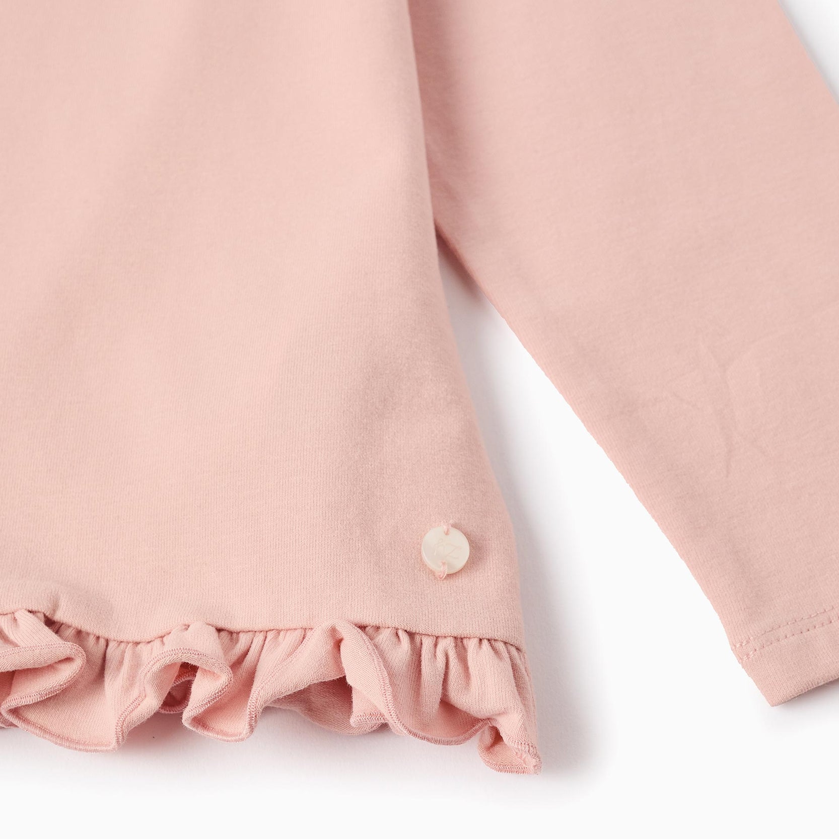 Long Sleeve T-shirt with Ruffles and 3D Flowers for Girls, Pink